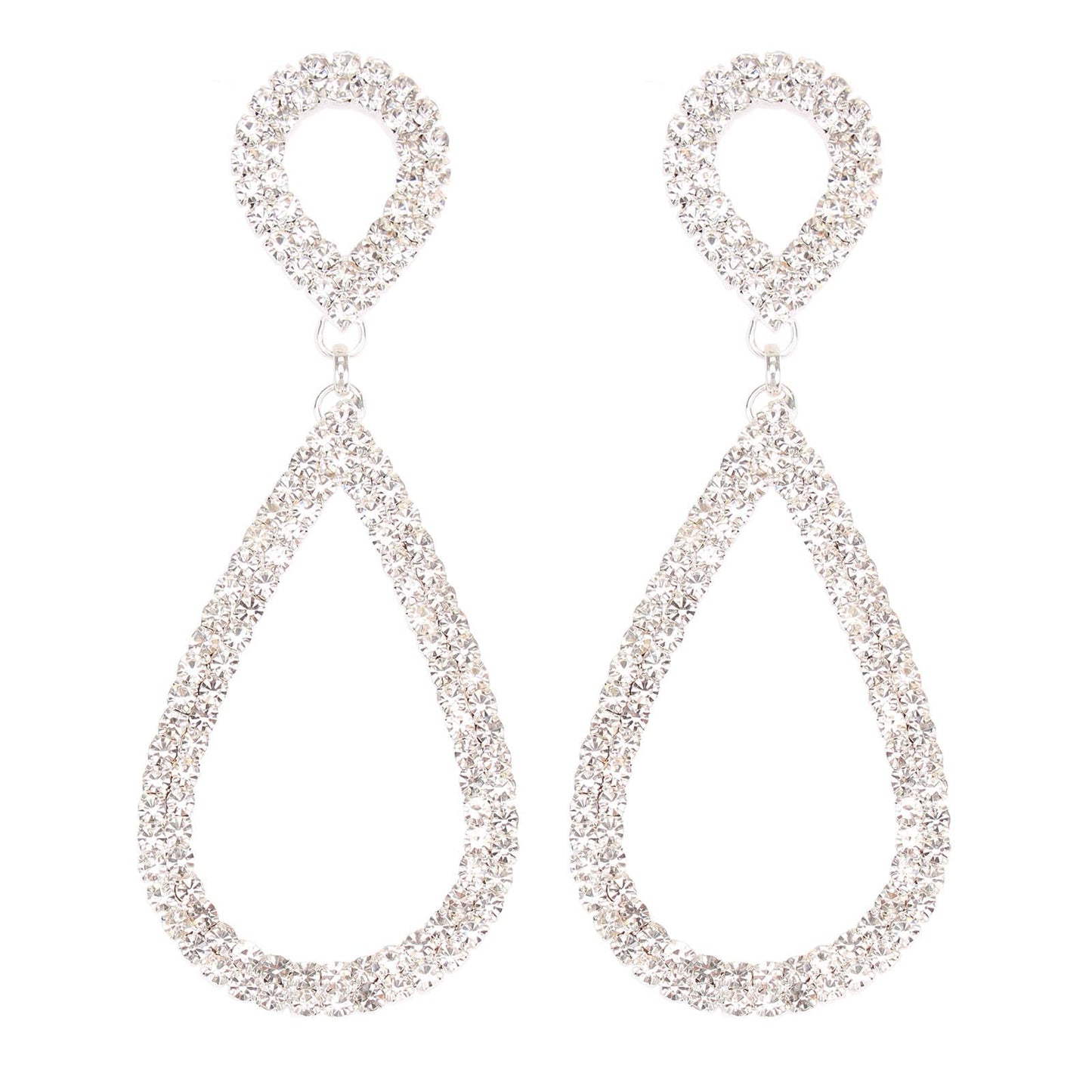 Legitta Rhinestone Teardrop Long Drop Earrings Cubic Zirconia Statement Geometric Dangle with Studs for Women Wedding Jewelry