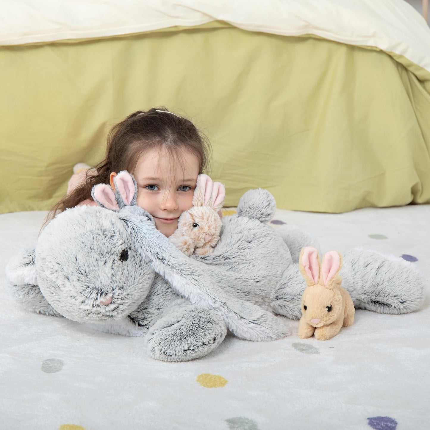 MaoGoLan 4Pcs Easter Bunny Stuffed Animals with 3 Babies Inside, 24" Soft and Cuddly Giant Rabbit Plush, Easter Stuffed Bunny Gift for Kids,Boys,Girls