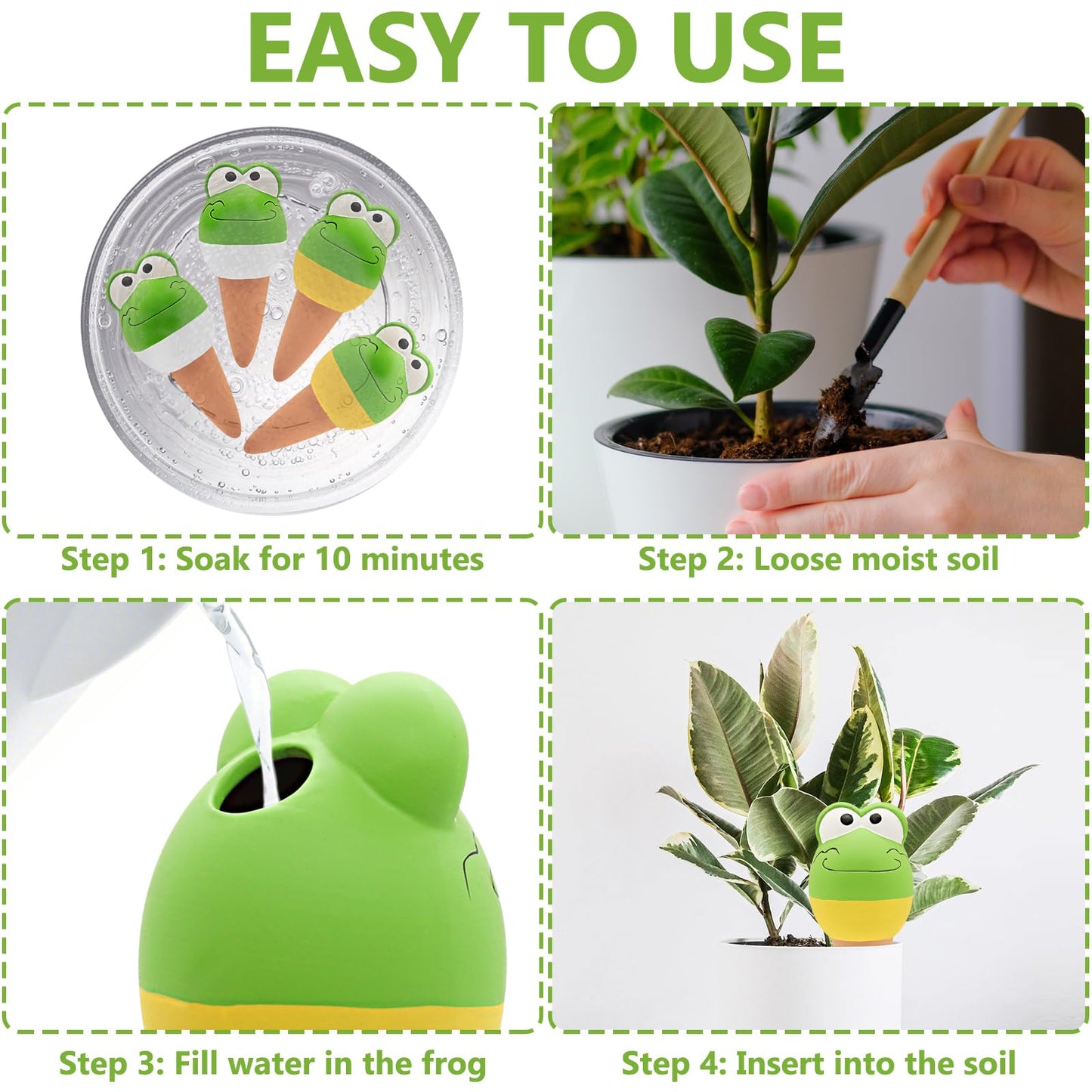 4 Pack Terracotta Self Watering Spikes, Automatic Plant Waterer Devices Continuous Moisture with Slow Release Plant Watering Globes Watering System