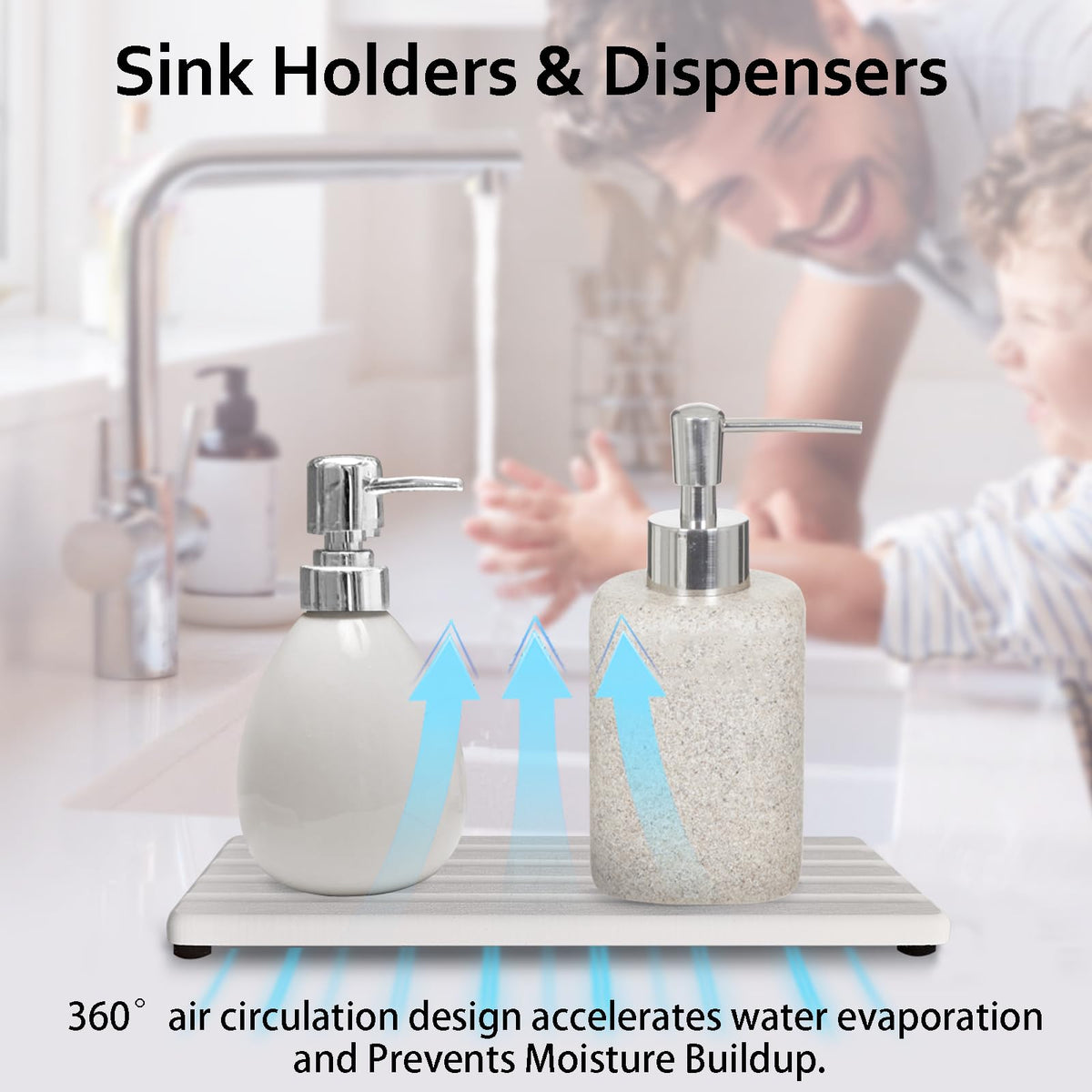 Set of 3 Water Absorbing Stone Tray Diatomite Hand Soap Holder for Bathroom