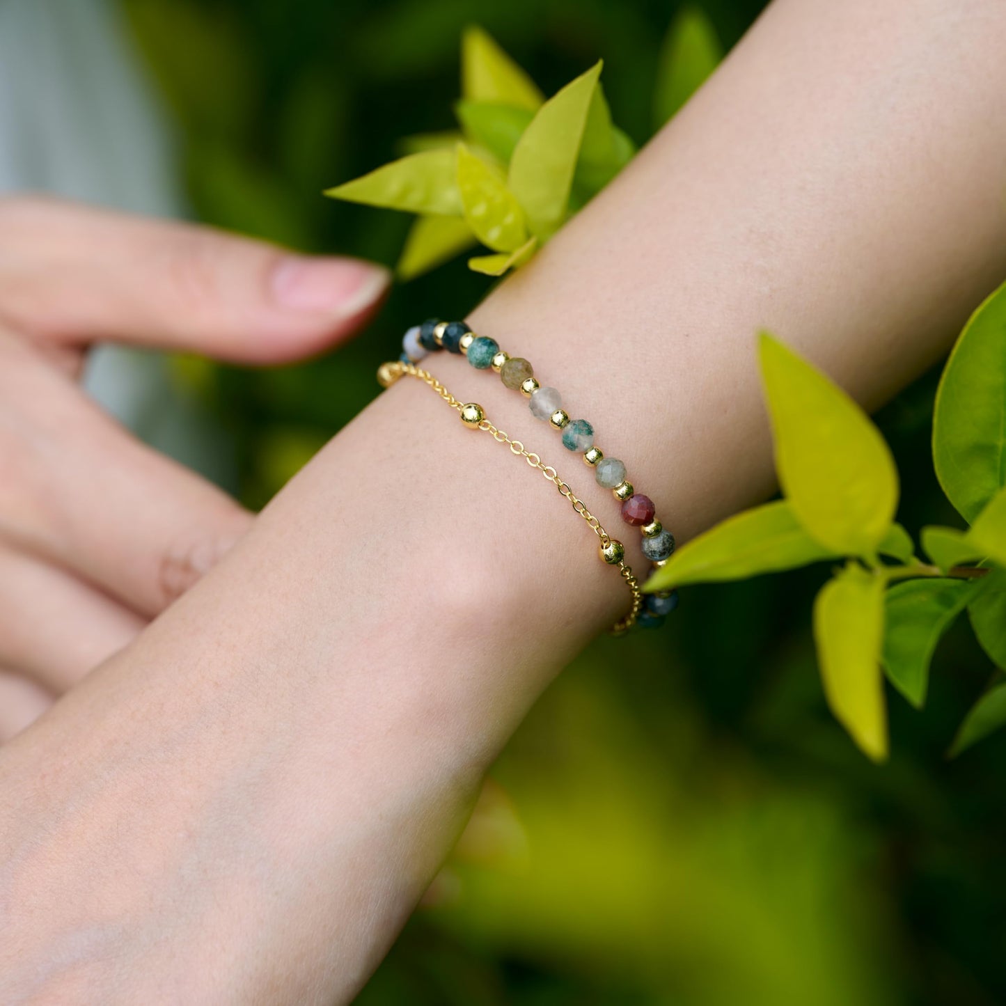 Farfume India Agate Crystal Bracelet Beaded Bracelets for Women 4mm Natural Stone Beads Gemstone Handmade Jewelry Valentine's Day Gifts