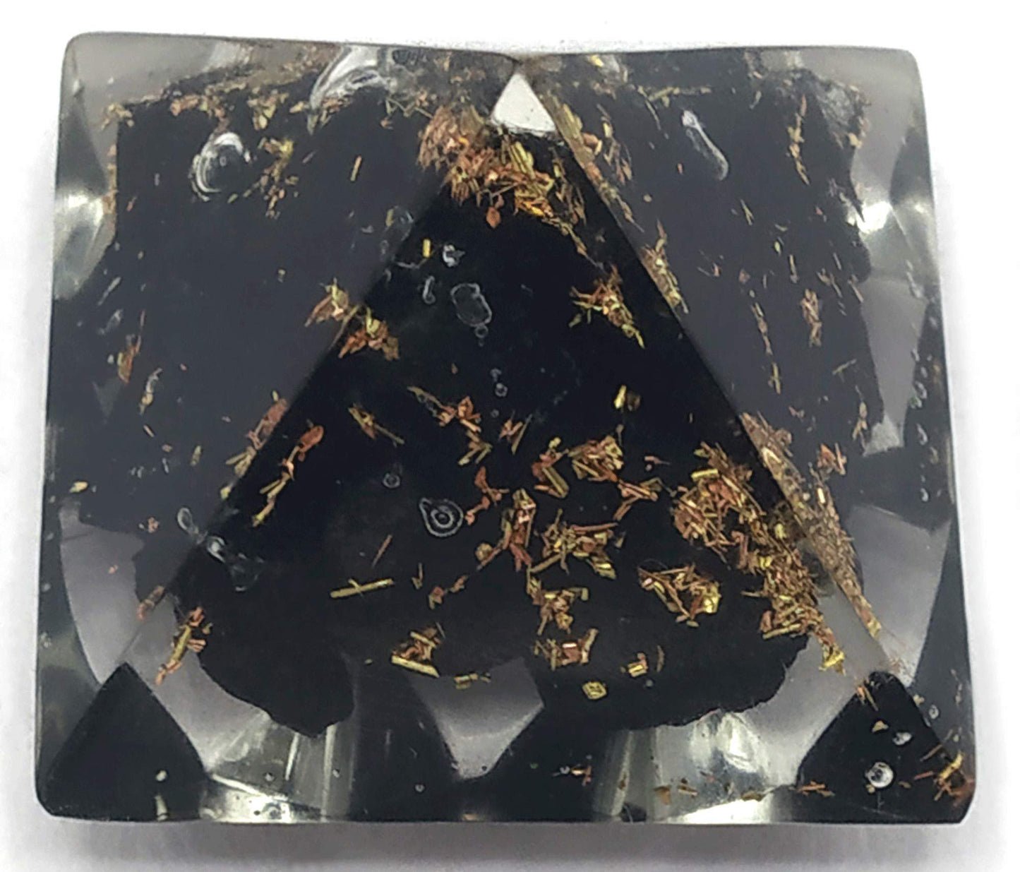 Amazing Gemstone Shungite Lemurian Orgone Pyramid - 30mm Small Orgonite Pyramids with Crystals and Healing Stones - Authentic Organite Gifts