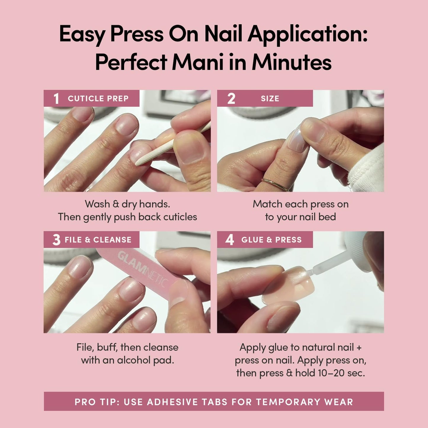 Glamnetic Press On Nails - Medium Oval Fake Nails with Blue French Tips & Orange Accents | Salon Quality Summer Nails | Capri Coast | 15 Sizes - 30 Nail Kit with Glue