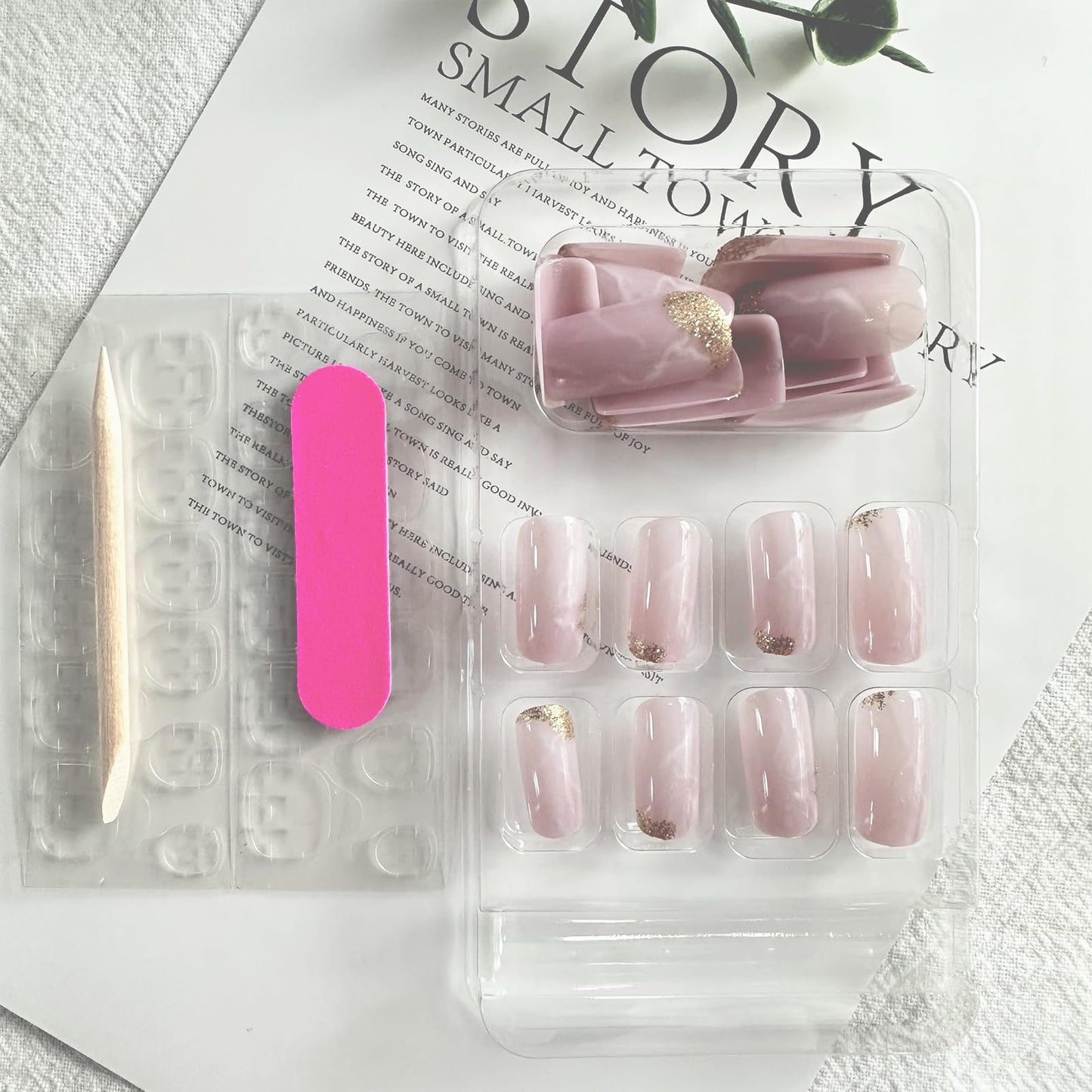 FJSMTOPl Press on Nails Short Fake Nails Acrylic False Nails Press ons Acrylic Nails Glossy Glue on Nails Artificial Stick on Nail for Women Manicure 24pcs