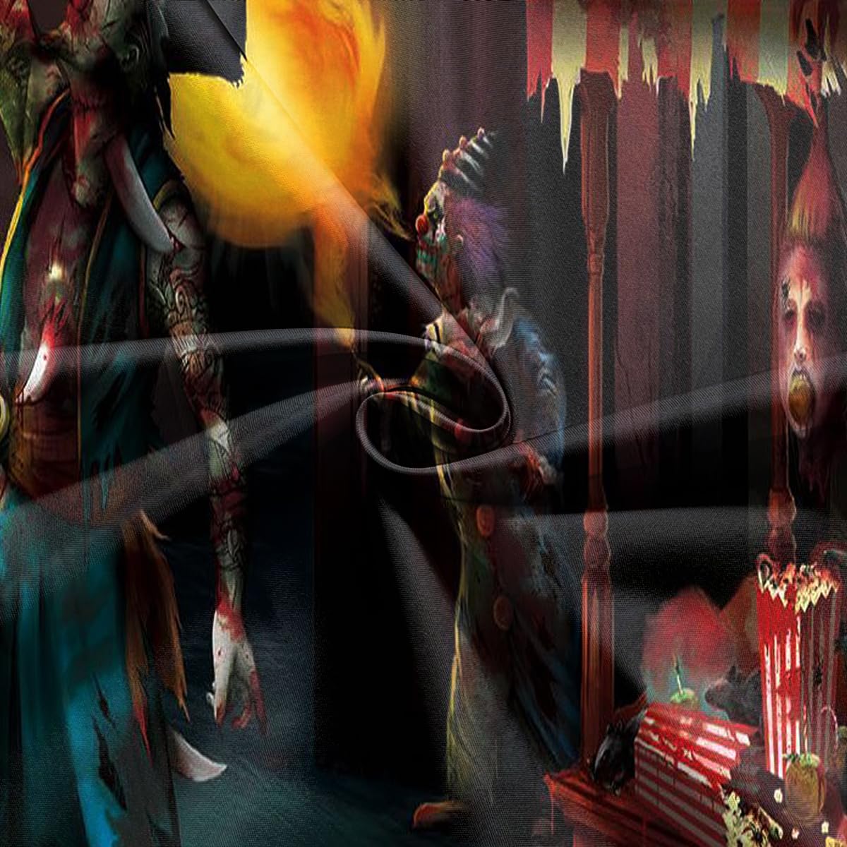 DULUDA 8x6 FT Halloween Evil Circus Clown Theme Backdrop Haunted House Horror Scary Evil Circus Clown Creepy Carnival Birthday Party Decorations Photography Background Banner Studio Props, Clear