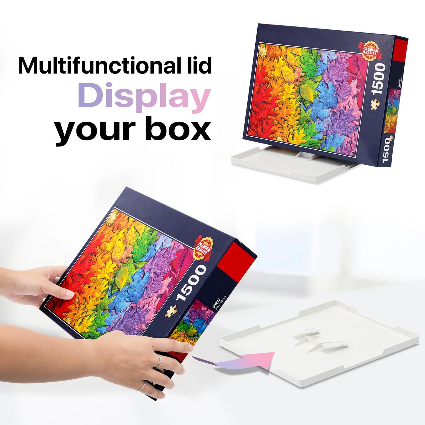 Playboda 9-Pack Puzzle Sorting Trays with Lid that Doubles as a Puzzle Box Stand – 11" x 9" Stackable Trays for 1000–1500 Piece Jigsaw Puzzles, Great Gift for Adult Puzzle Lovers