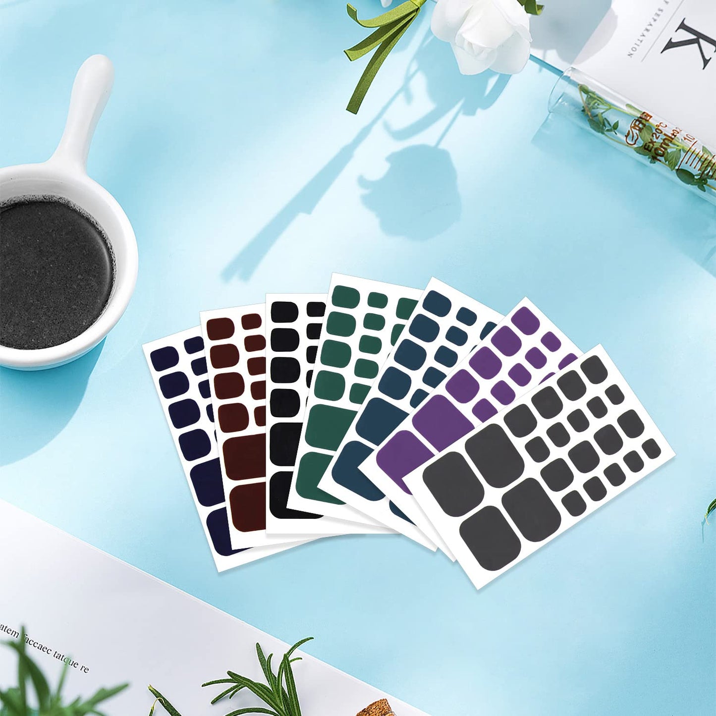 YECIRALA 20 Sheets 440 Pcs Black Brown Toenail Polish Stickers for Women Nail Art Wraps - Full Nail Wraps for Toes