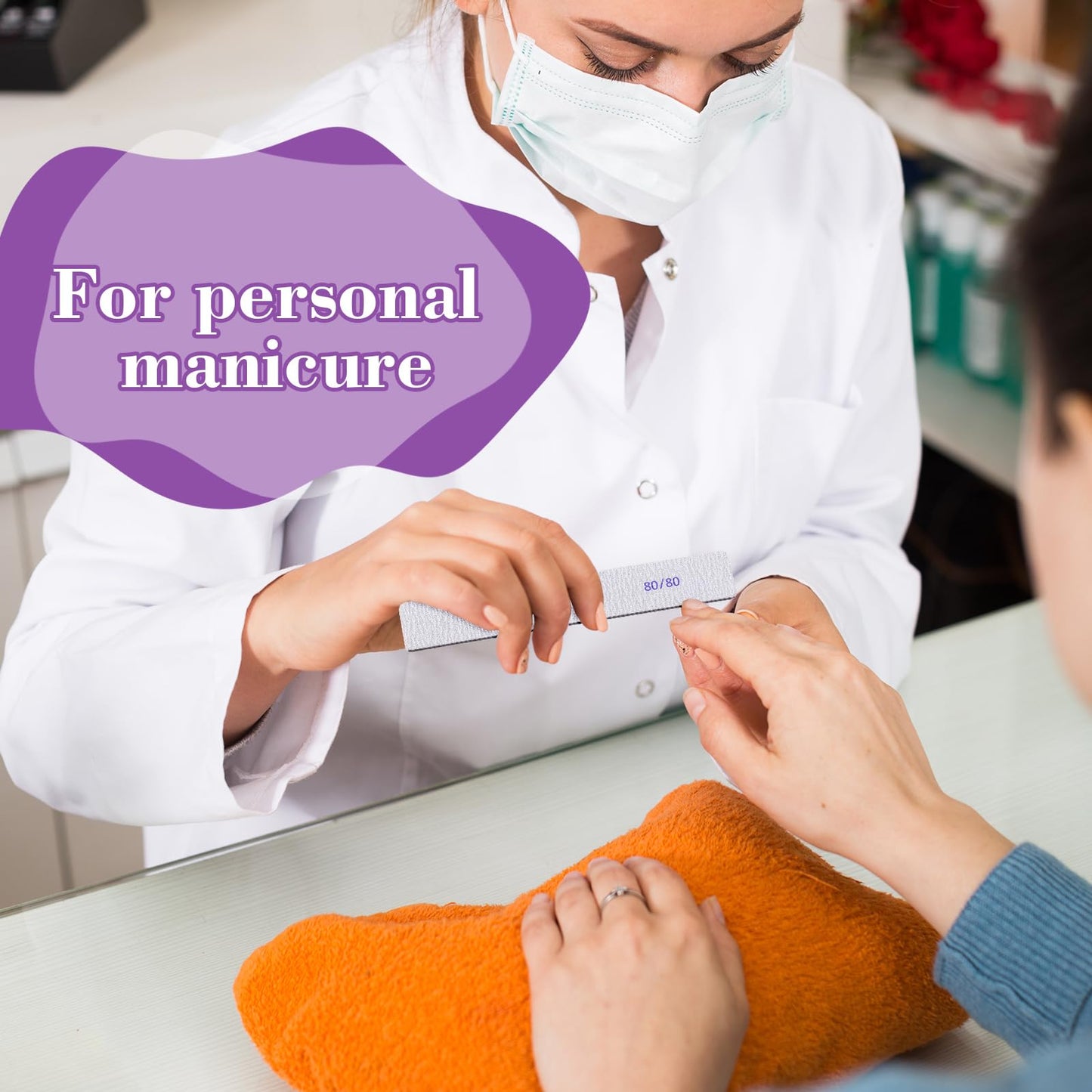 Xinnun 150 Pcs Nail Files 80/80 Grit Double Sides Professional Reusable Emery Board Nail Files for Acrylic Manicure Tools Suit for Home Salon