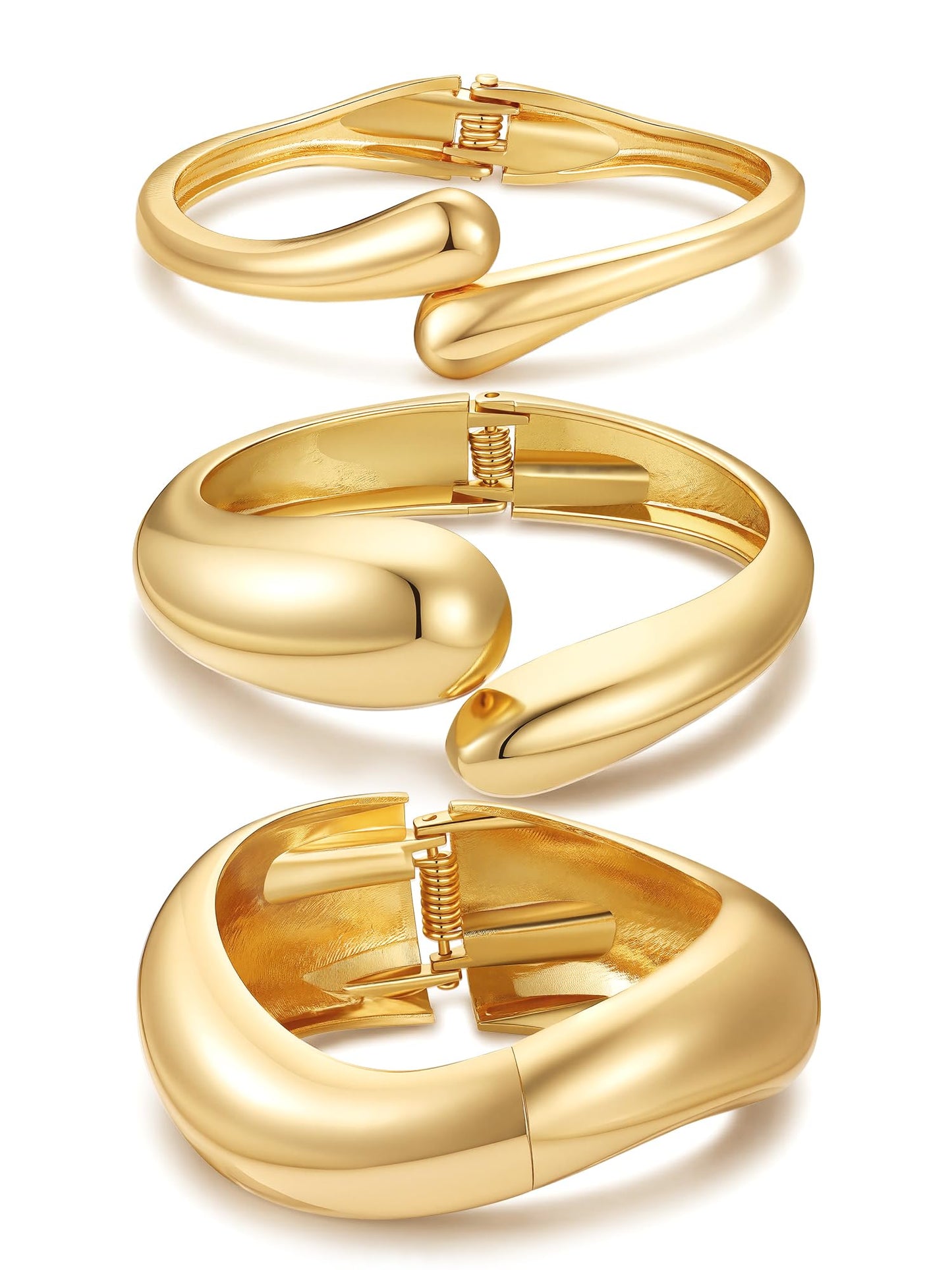 M MOOHAM Chunky Gold Bangle Bracelets for Women, Dainty 14k Gold-Plated Chunky Stackable Statement Bangles Bracelet Stack Twist Cuff Bracelet Sets for Women Trendy Jewelry Gifts