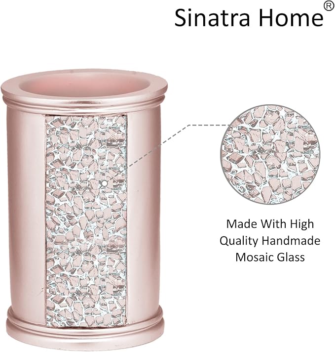 Zahari Home Sinatra Bath Tumbler Toothbrush and Toothpaste Holder Makeup Brushes Organizer, Blush