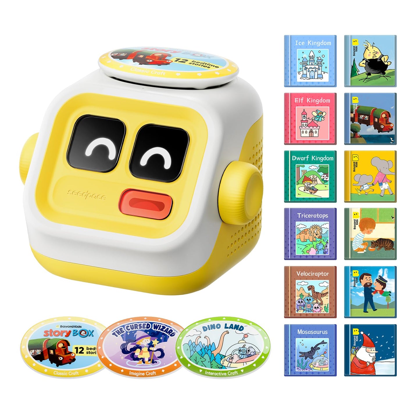 seedpace Interactive Story Machine for Kids: Screen-Free Player with 3 Story Books, 120 Stories, 600 Minutes, Bluetooth Speaker, Robot Pet, Educational Toy, Learning, Toddlers Gift