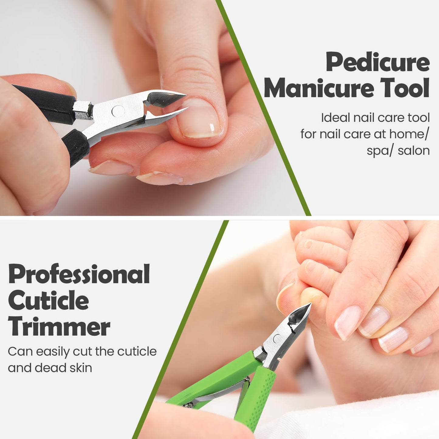 Leriton 12 Pack Cuticle Nippers Upgraded Trimmer Kit with Non Slip Silicone Handle Stainless Steel Cuticle Cutter Clipper Manicure Tool for Nail Care Fingernails and Toenails