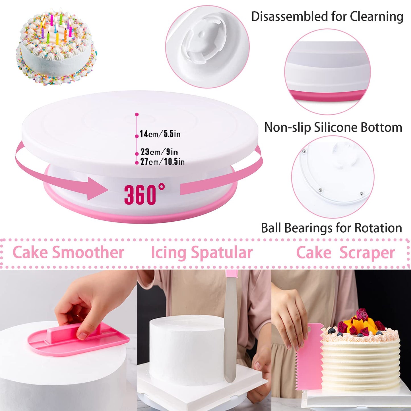 Cake Decorating Supplies Kit Tools 356pcs, Nifogo Baking Accessories with Cake Turntable, Pastry Piping Bag, Piping Icing Tips for Beginners