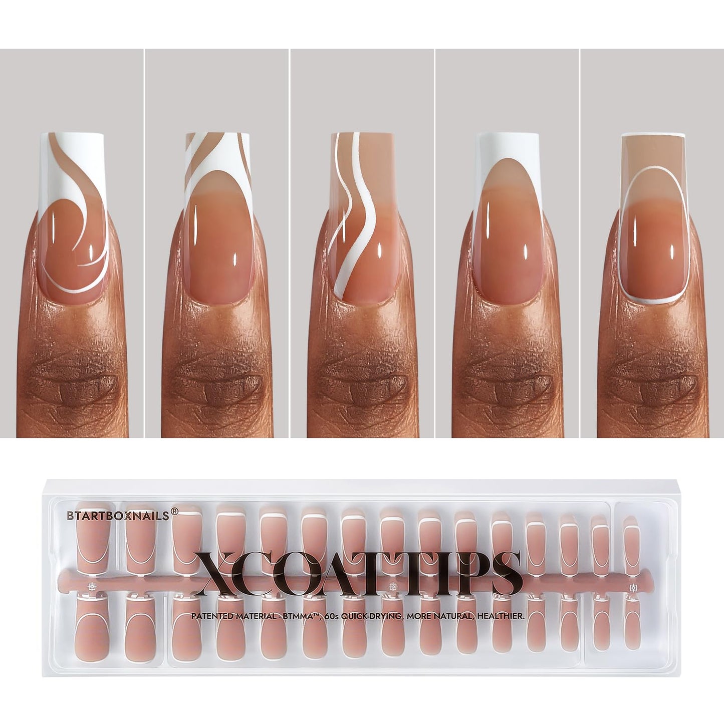 BTArtbox Long Square Gel Nail Tips and Short Square Press on Toenails