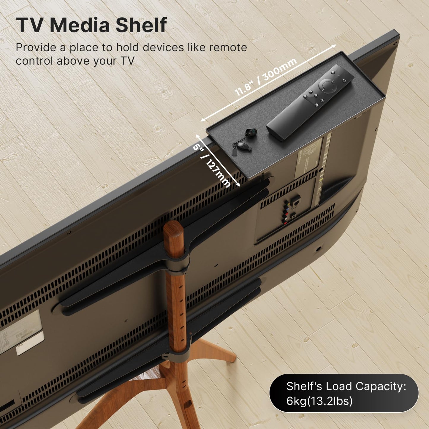 PUTORSEN Premium Wood Easel TV Stand, Adjustable TV Tripod Stand for 45-65 Inch LED LCD Screen, with Top TV Shelf and Magnetic Concealed Cable Management, Max Load 88lbs, Walnut