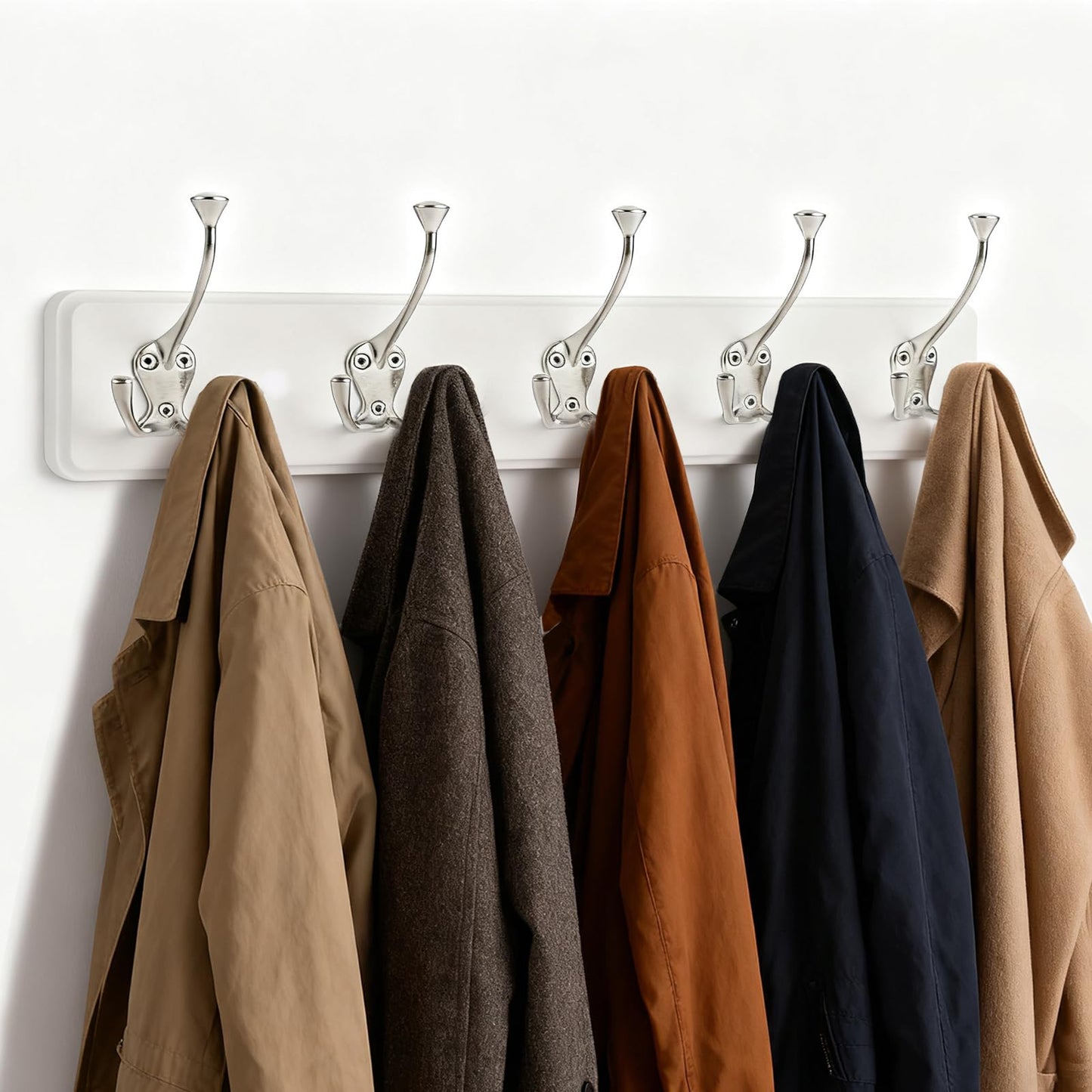 IBosins 2 Pack Coat Rack Wall Mount, 17'' Rustic Wooden Coat Hanger, Heavy Duty Metal Coat Hooks Rail for Entryway Closet Bathroom Coat Jacket Scarf Towel Hat