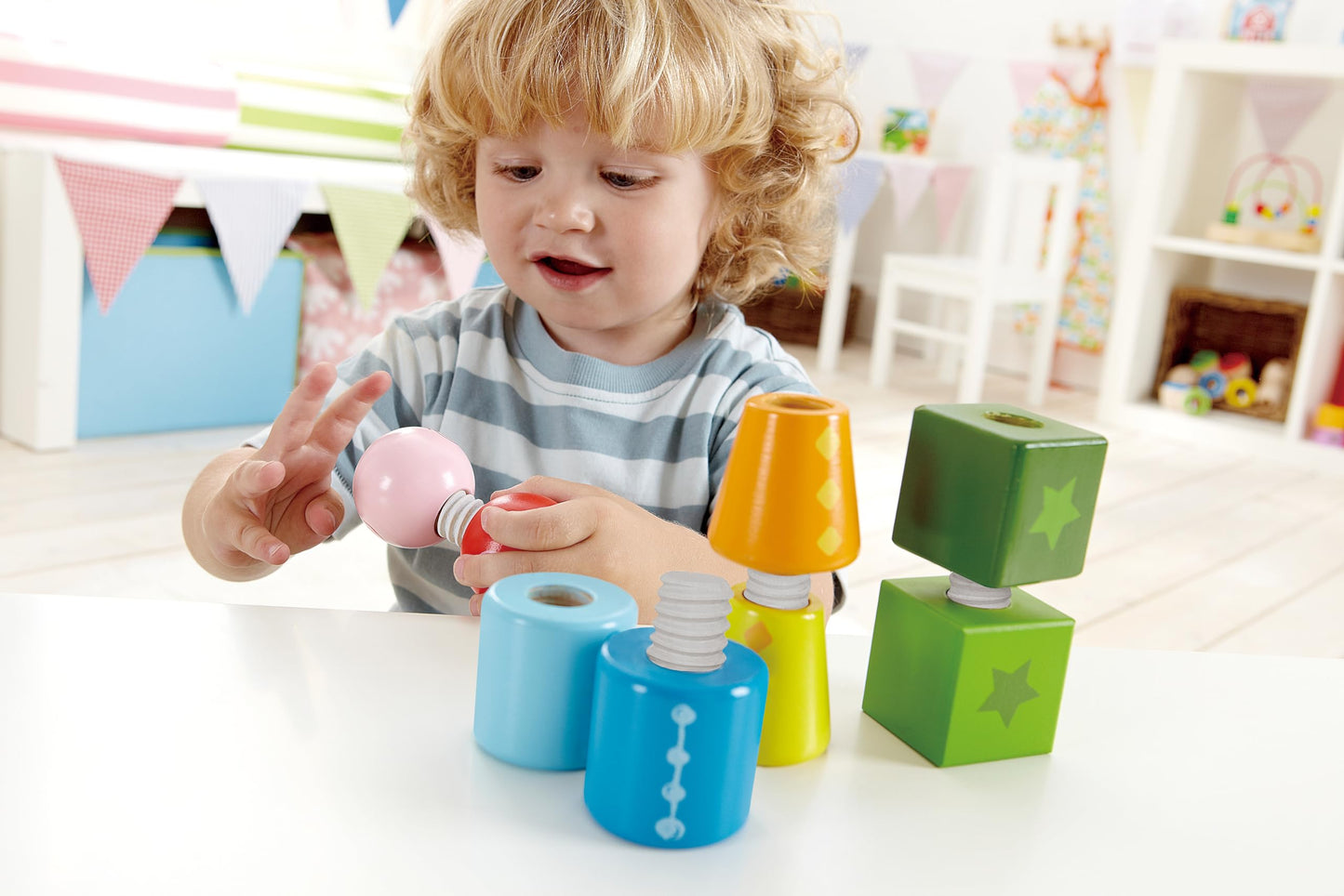 Hape Twist and Turnables Wooden Building Block Learning Set