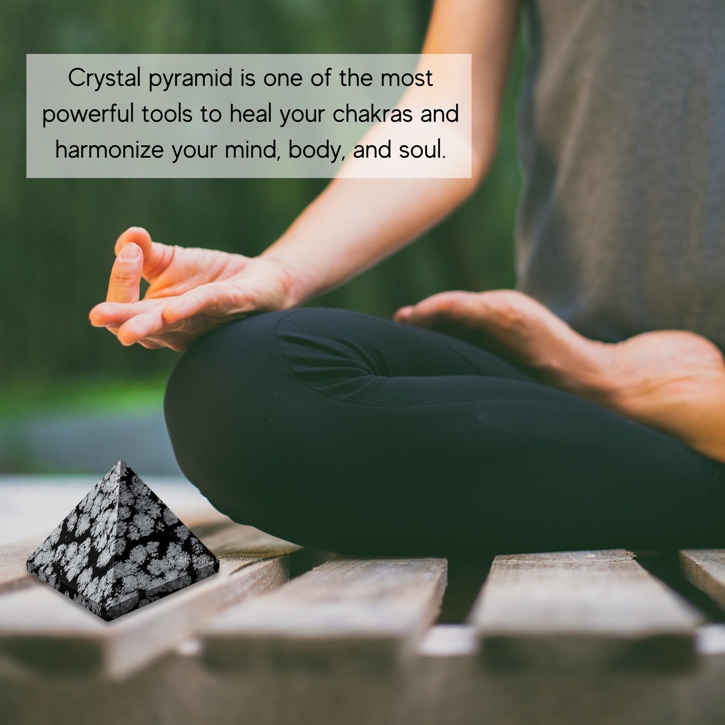 Amazing Gemstone Snowflake Obsidian Pyramid Crystal Healing Stones - 2" Great Pyramid Figurine of Natural Stone Pyramid for Meditation, Reiki, Chakra Balancing and Crystal Pyramids Grid