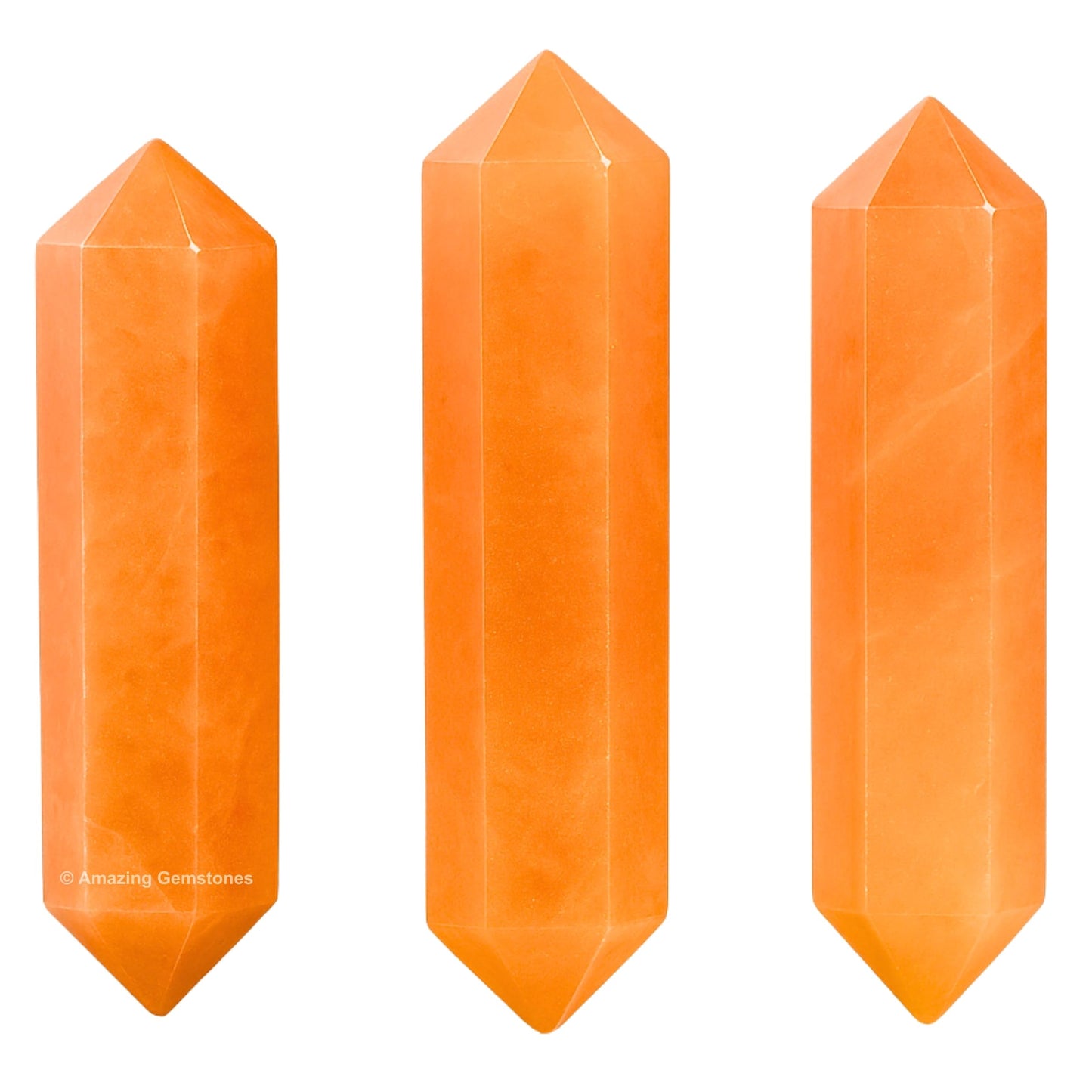 Amazing Gemstone Red Aventurine Crystal Points Bulk Healing Crystals - Pack of 3 Double Terminated Healing Wand Point Bulk Crystals for Crafts, Crystal Grid, DIY Work - Premium Crystals