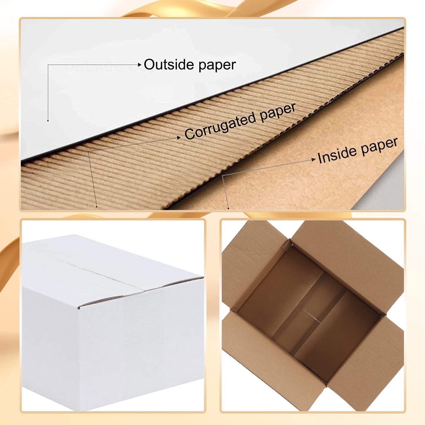 Calenzana 8x6x4 Shipping Boxes Set of 40, White Corrugated Cardboard Box for Mailing Packing Gifts Small Business