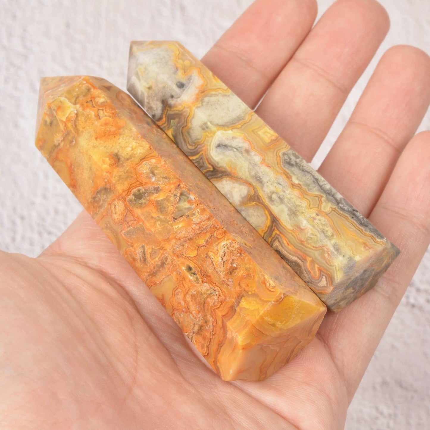 Large Crazy Lace Agate Crystal Tower Healing Crystal Wand For Spiritual Use Hexagonal Point Reiki Chakra Gemstone Home Office Decor