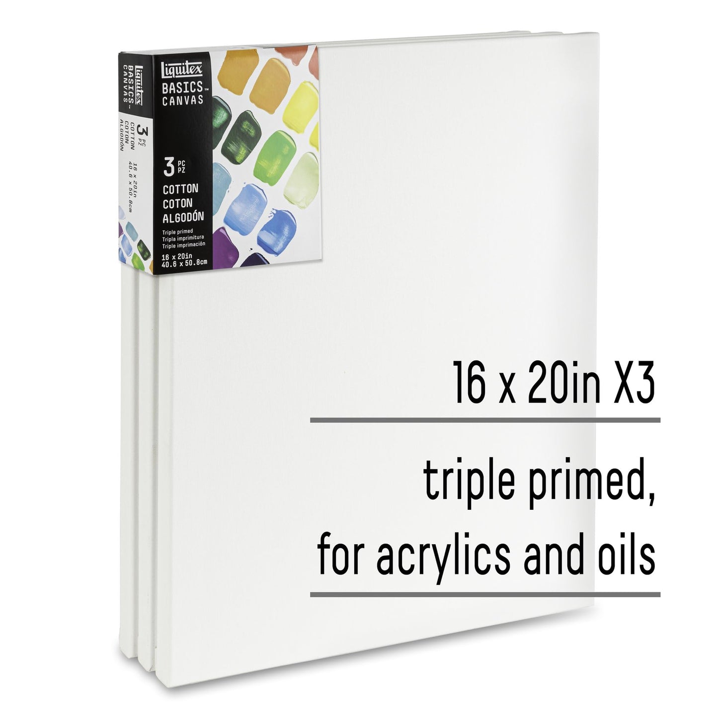 Liquitex BASICS Canvas, 3 pack, 16" x 20"