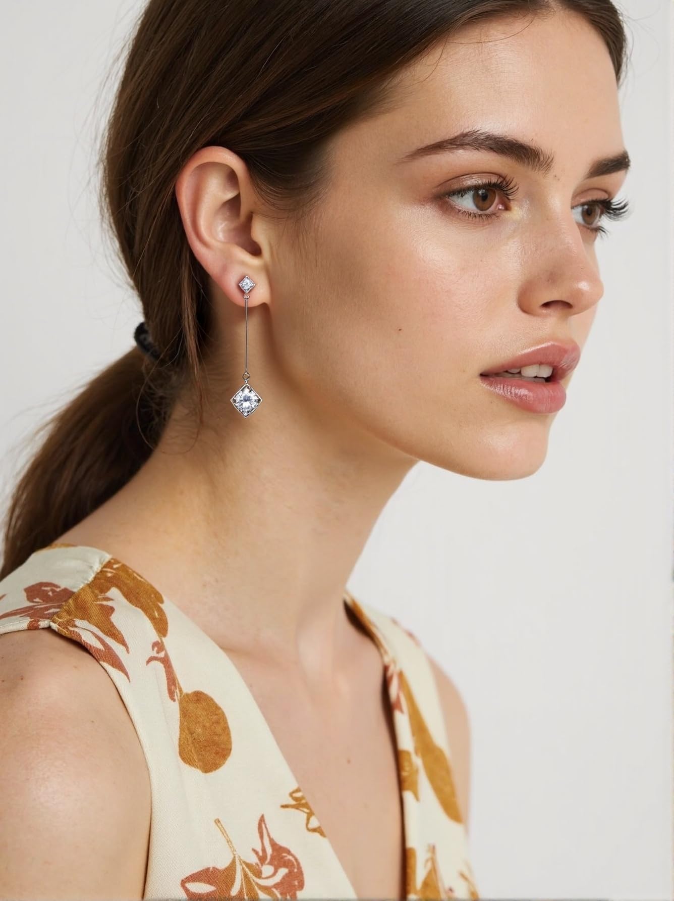 SBLING Platinum-Plated Cubic Zirconia Drop Earrings, 3.9 cttw, Cube