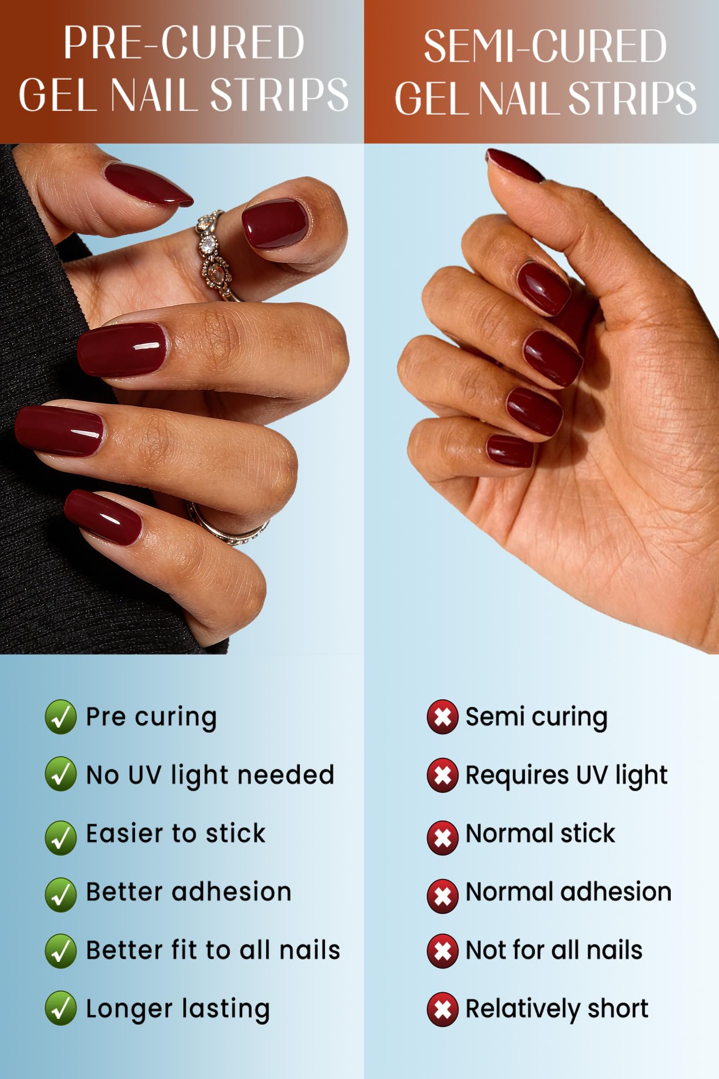 Gel Nail Strips 44Pcs, No UV Light Needed Gel Stickers, Pre-Cured Nail Polish Stickers for Women Salon Quality, Chip Resistant,Polish Wraps Long Lasting, Easy Apply & Remove (Cream Pink)