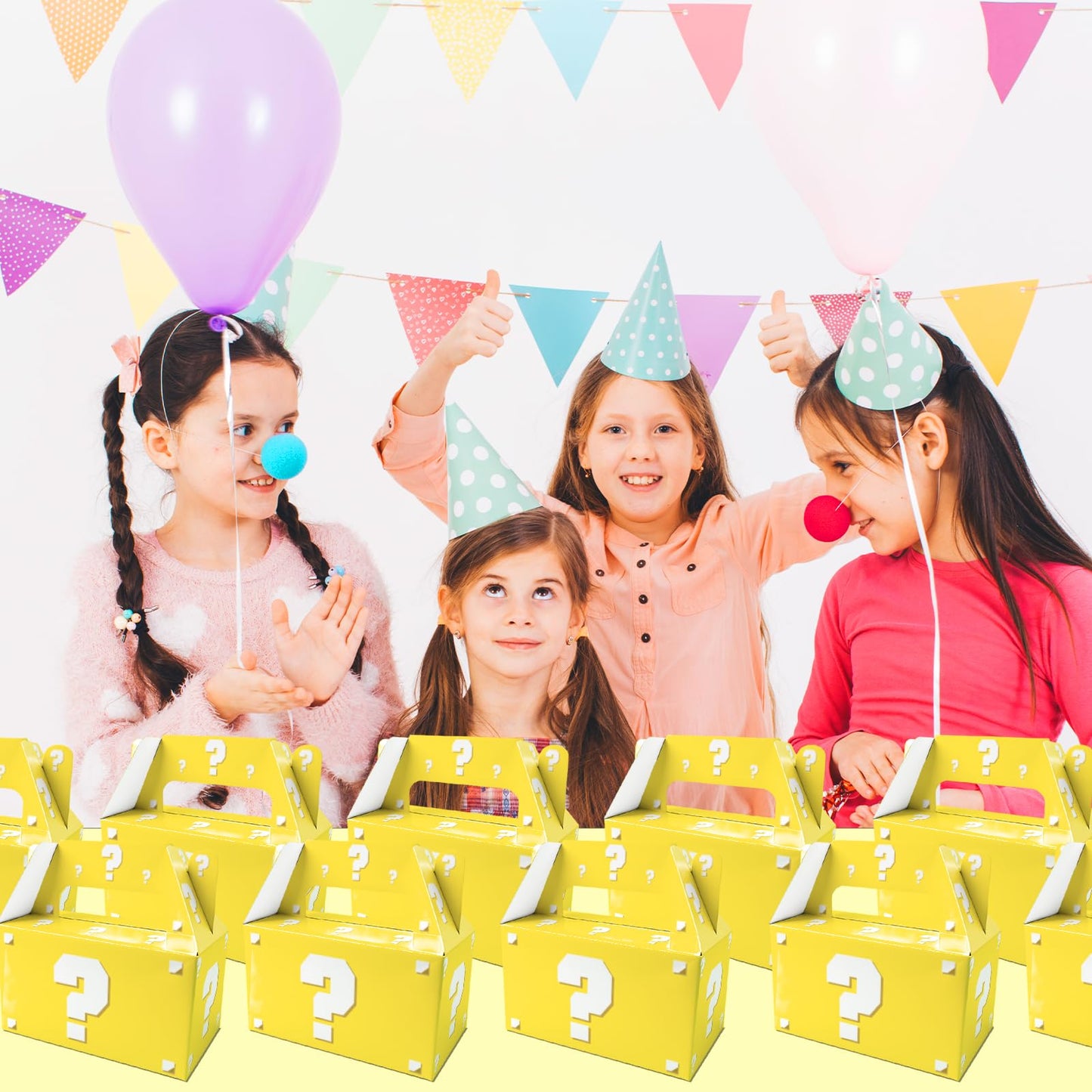 12 Pack Pixel Video Game Question Mark Birthday Party Candy Boxes, Yellow Surprise Gift Boxes with Handles for Adults, Boys & Girls, Ideal for Pixel Mining World Theme Party Favors and Decorations