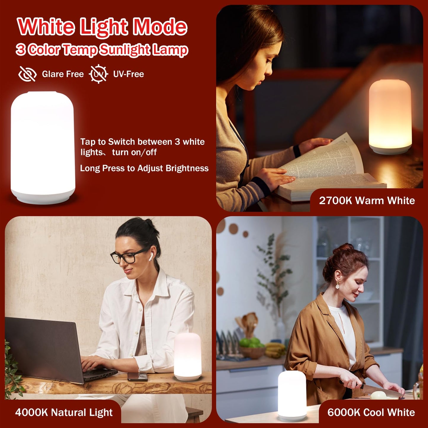 Streamlet 670nm Red Light Night Light for Sleep with Timer, Rechargeable, Dimmable, Sleep Aid Lamp Blue Light Blocking for Improve Sleep, Deep Relaxation, Meditation, Yoga