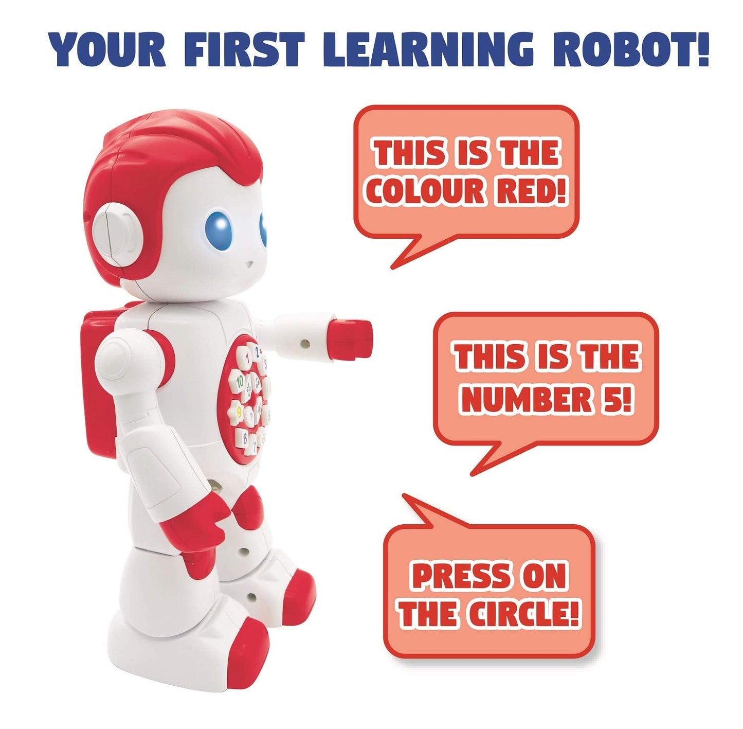 LEXiBOOK Powerman First Smart Interactive Toy Learning Robot Toy for Kids Dancing Plays Music Quiz Numbers Shapes Colors Boy Girl Robot Junior Red/White - ROB15EN