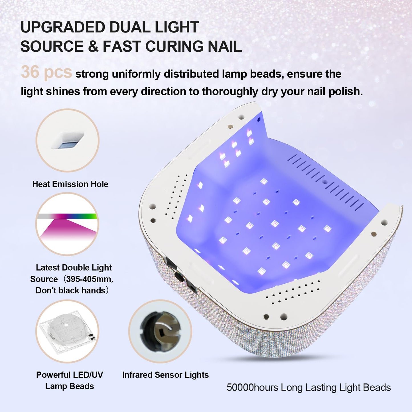 Lavinda Sparkle Cordless Nail Lamp UV Light for Gel Nails & Electric Nail Drill Nail Efile for Acrylic Gel Nails Salon Home Use