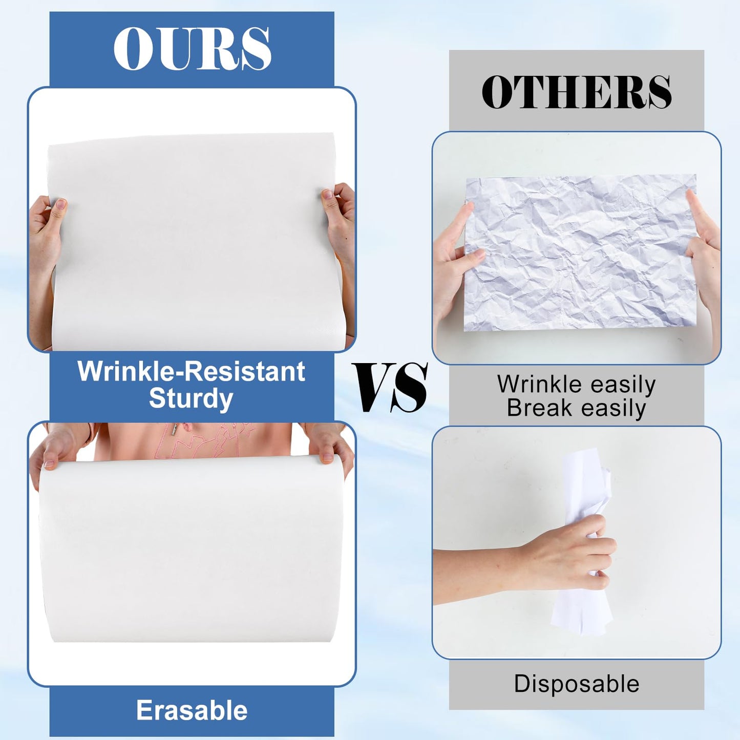 White Bulletin Board Roll Reusable Waterproof Erasable White Non-Woven Fabric Bulletin Board Roll Poster for Teacher Classroom Decors Wrap Crafts 15.7" x65.6ft