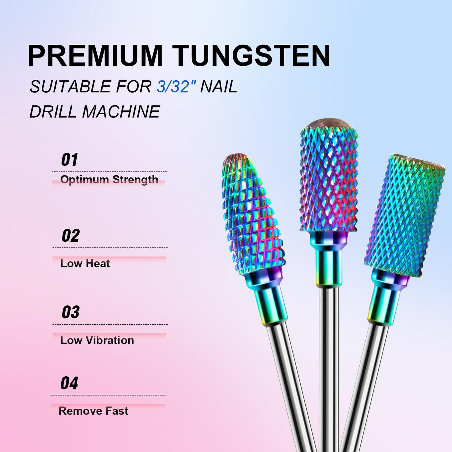 Cnynail 3/32'' Nail Drill Bits Set – 8pcs Tungsten Carbide & Diamond Bits for Acrylic, Gel & Cuticle Removal – Professional Electric Nail File Kit for Manicure, Pedicure – Home & Salon Use