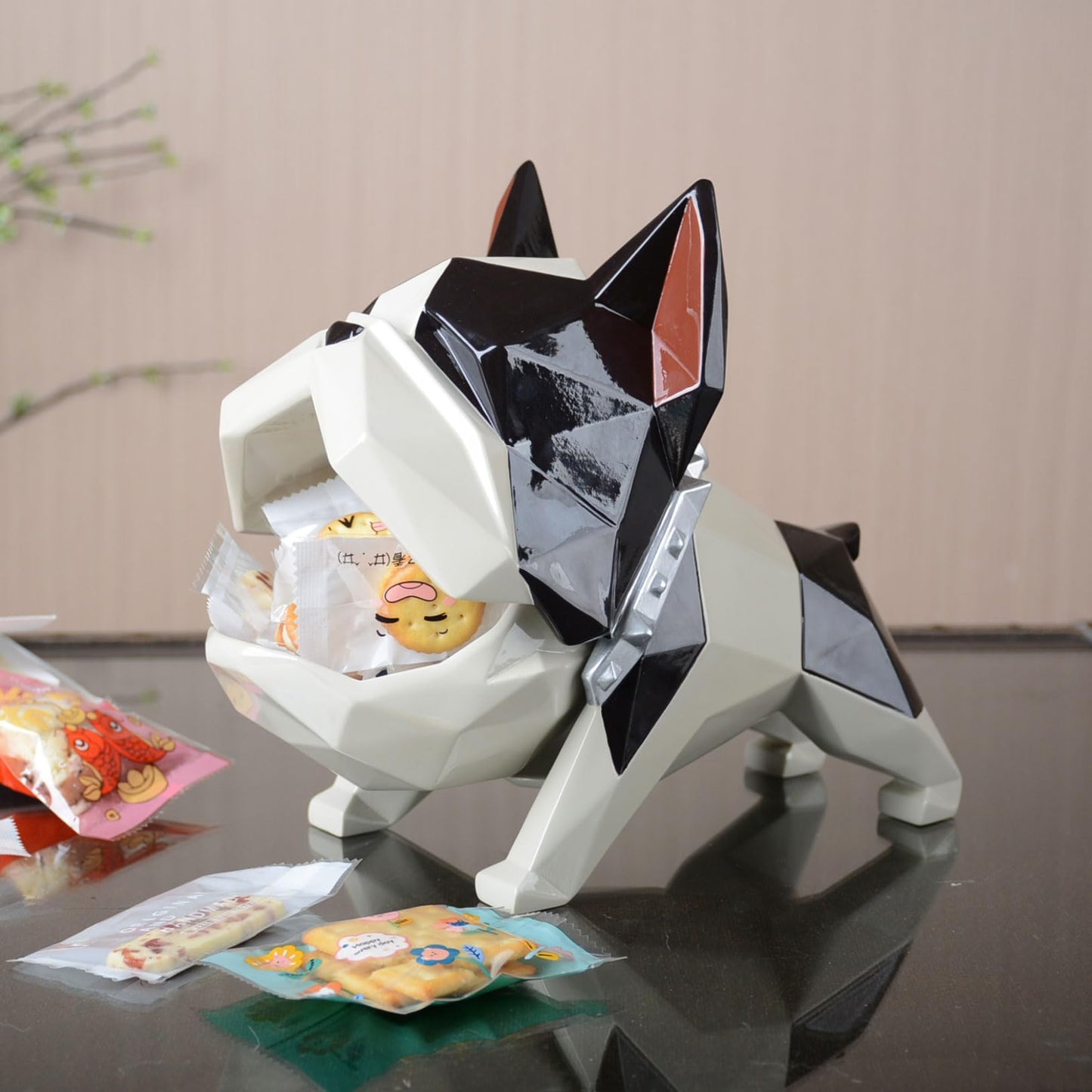 HAUCOZE Closable Candy Dish Key Bowl Storage Bulldog Statue Modern Home Decor Table Centerpiece Gift for Living Room 9.4 Inch
