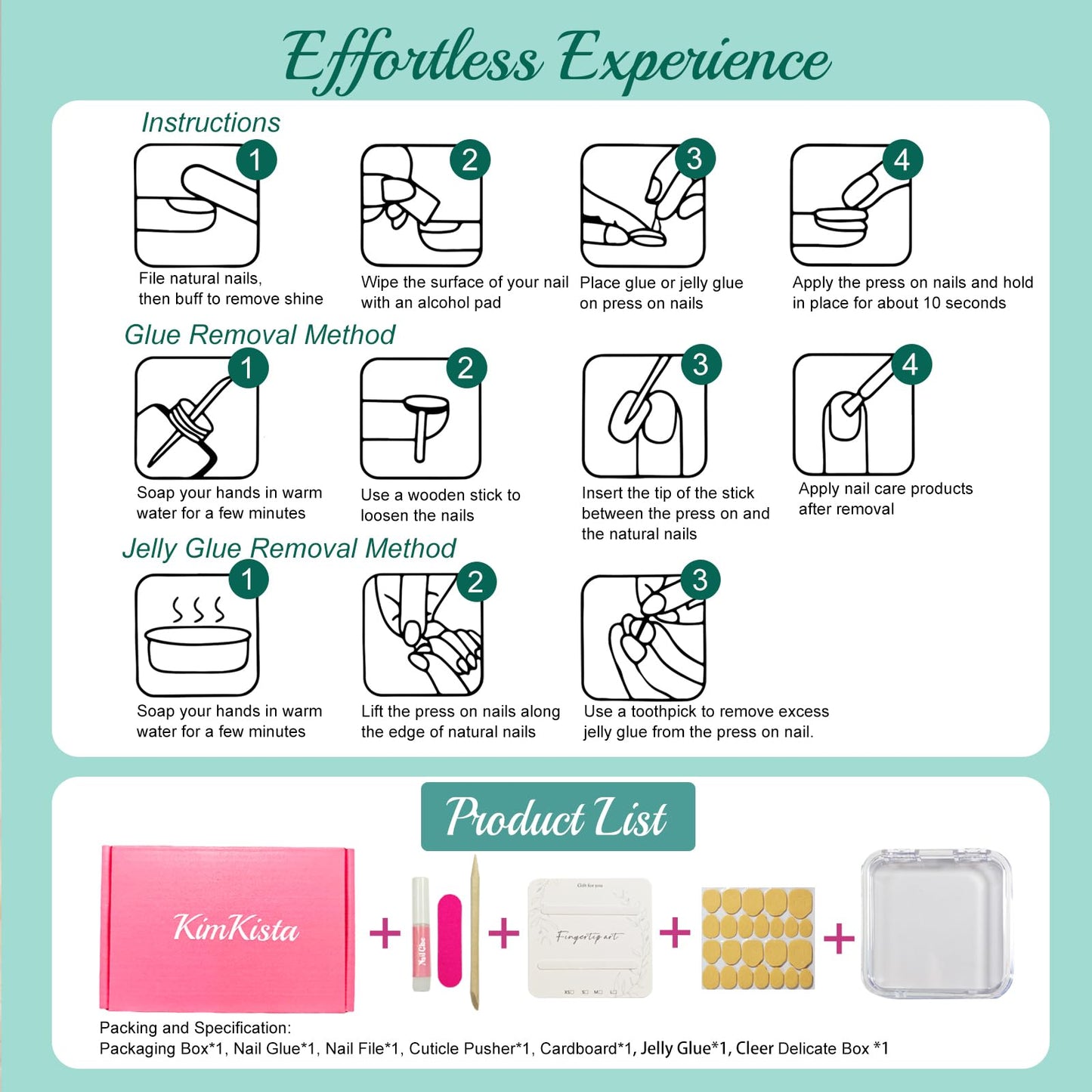 Handmade Press On Nails Stiletto, French Tip Press On Nails Long, Rhinestone Pearl 3D Nails For Women Gift, Reusable Stick On Fake Nails Kit With Nail Glue (Multicolor, M)