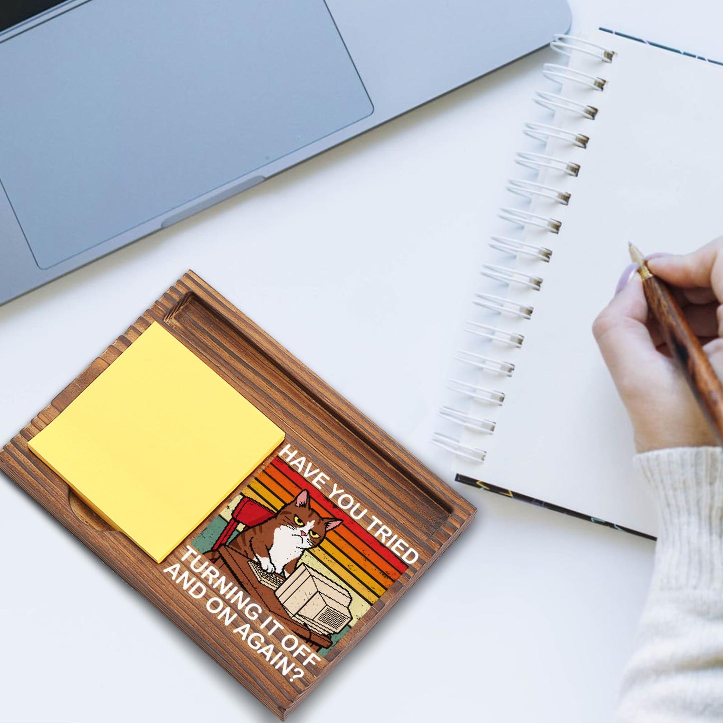 Funny Desk Note Pad Holder for Coworker Appreciation, Thank You Gift for Team Boss, IT Office Desk Reminder EDP266