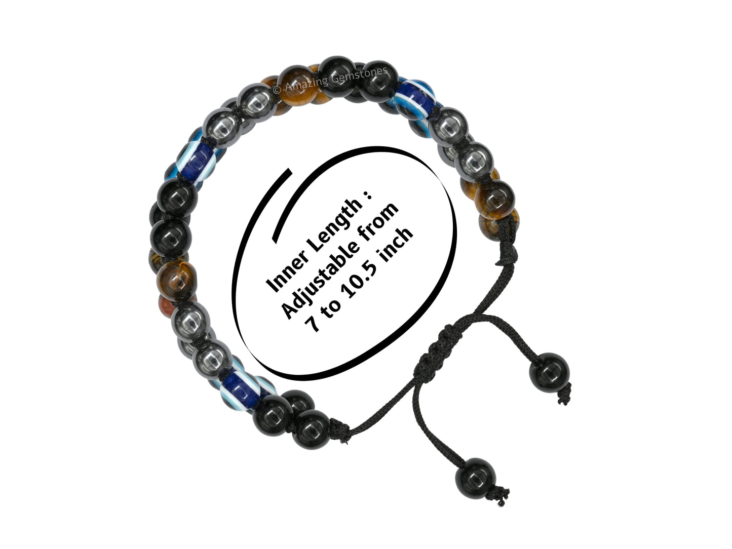 Amazing Gemstone Evil Eye Ultimate Protection Bracelet - Multi Triple Protection Bracelet unisex - Hematite, Tiger Eye, Black Obsidian Bracelet Set Healing Stones Pulseras Para Hombres Mujer