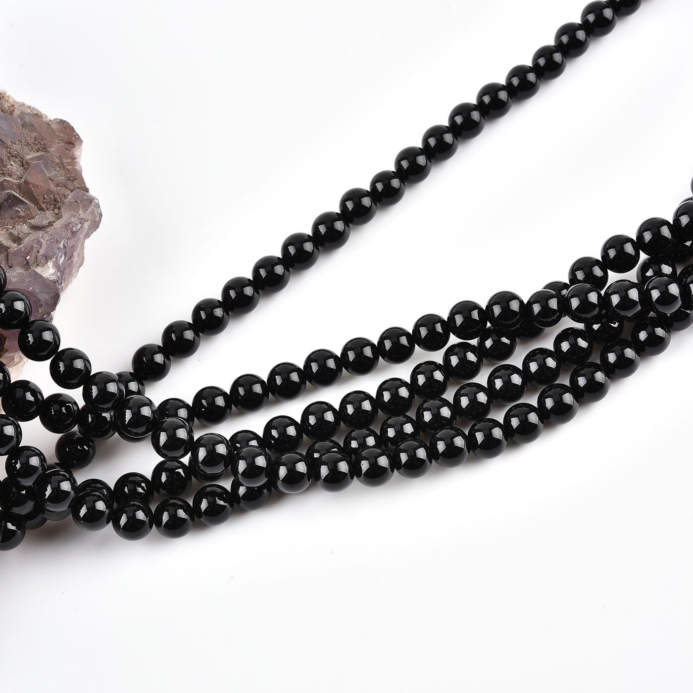 6mm Natural Black Onyx Beads Round Agate Gemstone Loose Beads for Jewelry Making (58-62pcs/strand) A