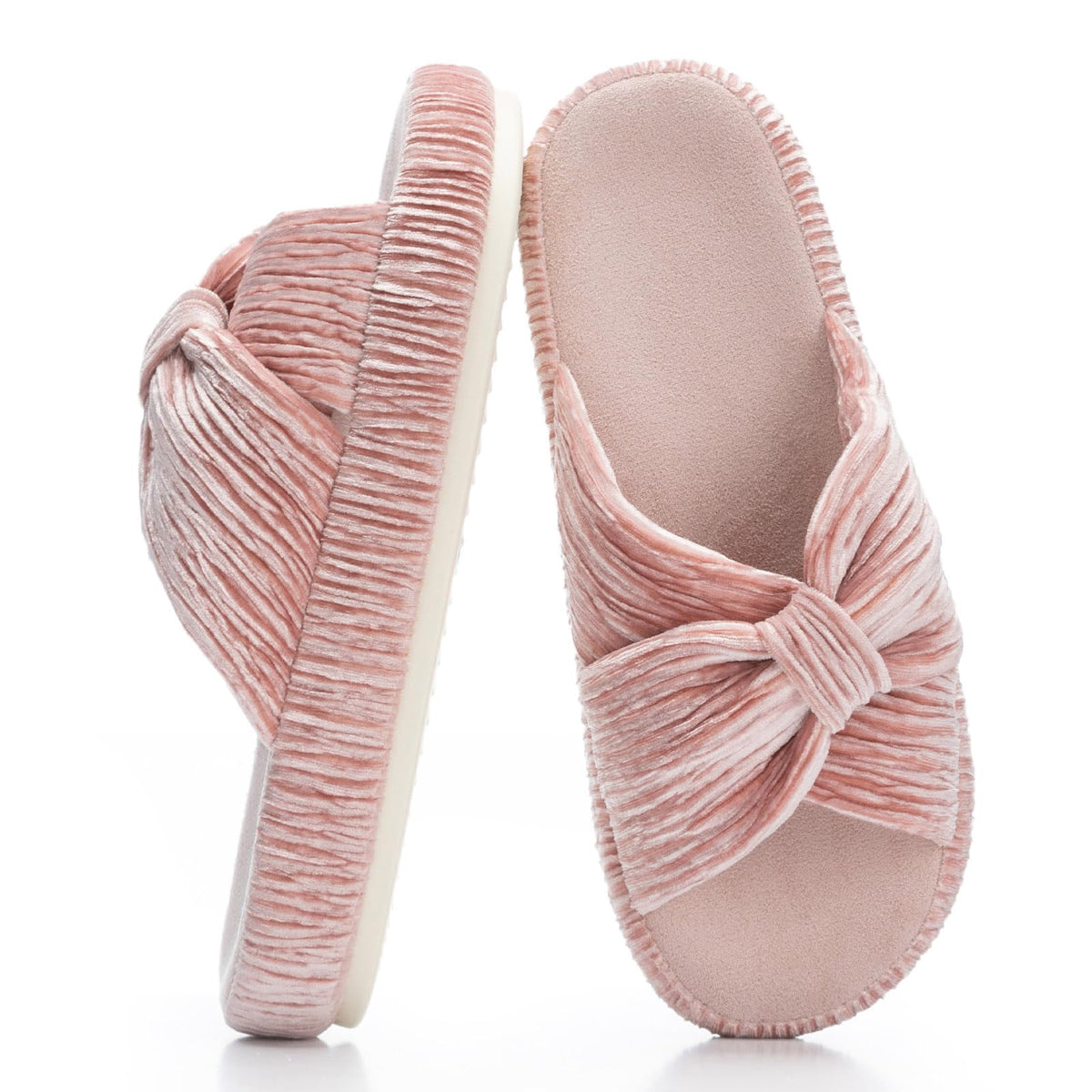 Slippers for Women Memory Foam House Bedroom Bow Crossbands Pearlescent Slipper Shoes Comfy Trendy Gift Slippers Pink Size 11 12 10.5