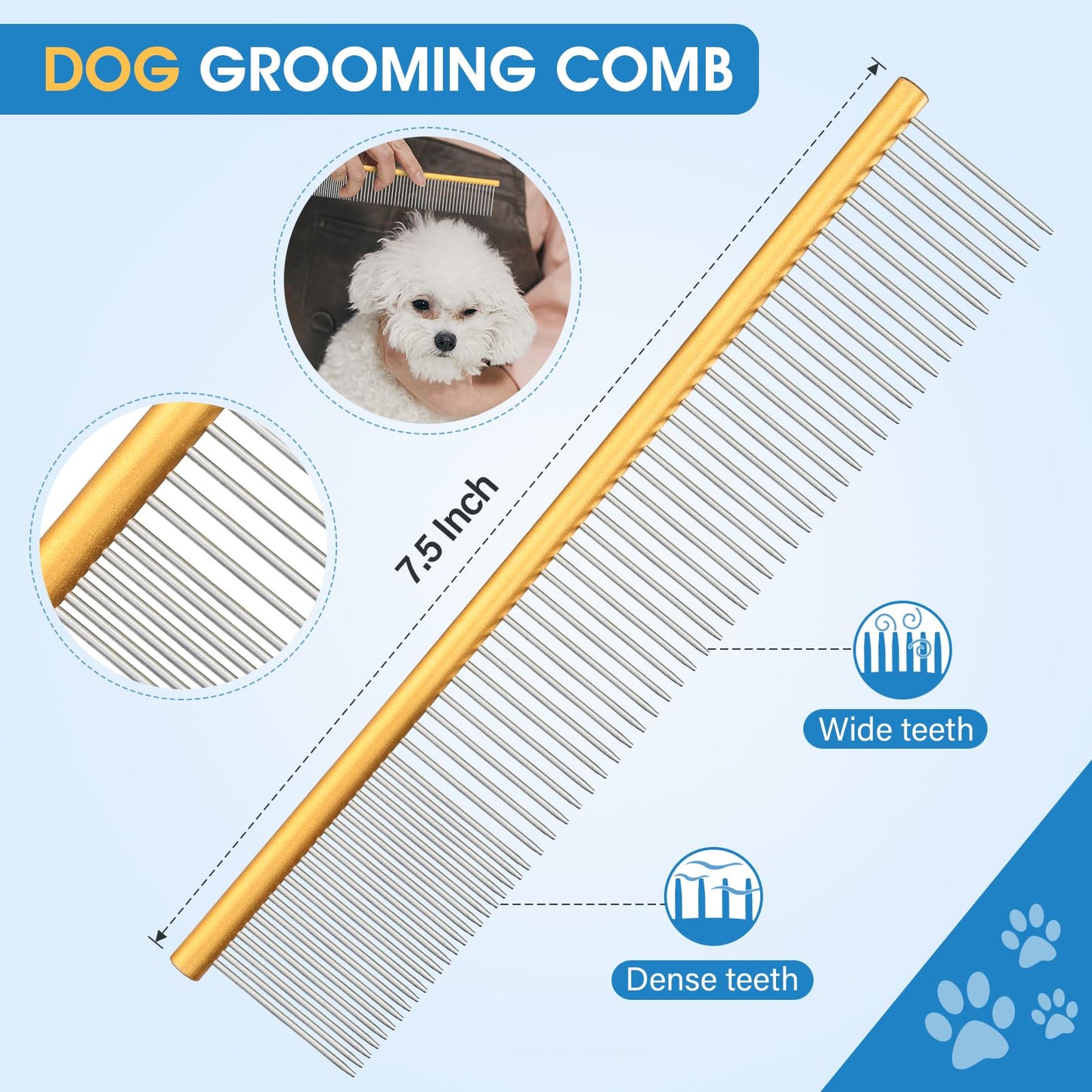 JASON Dog Grooming Scissors Set, Professional 6 in 1 Dog Scissors Sharp Shears Set - 7" Thinning, Chunker, Straight, Curved Shears and Comb for Dog Cat Pet, Rosegold Christmas Gift