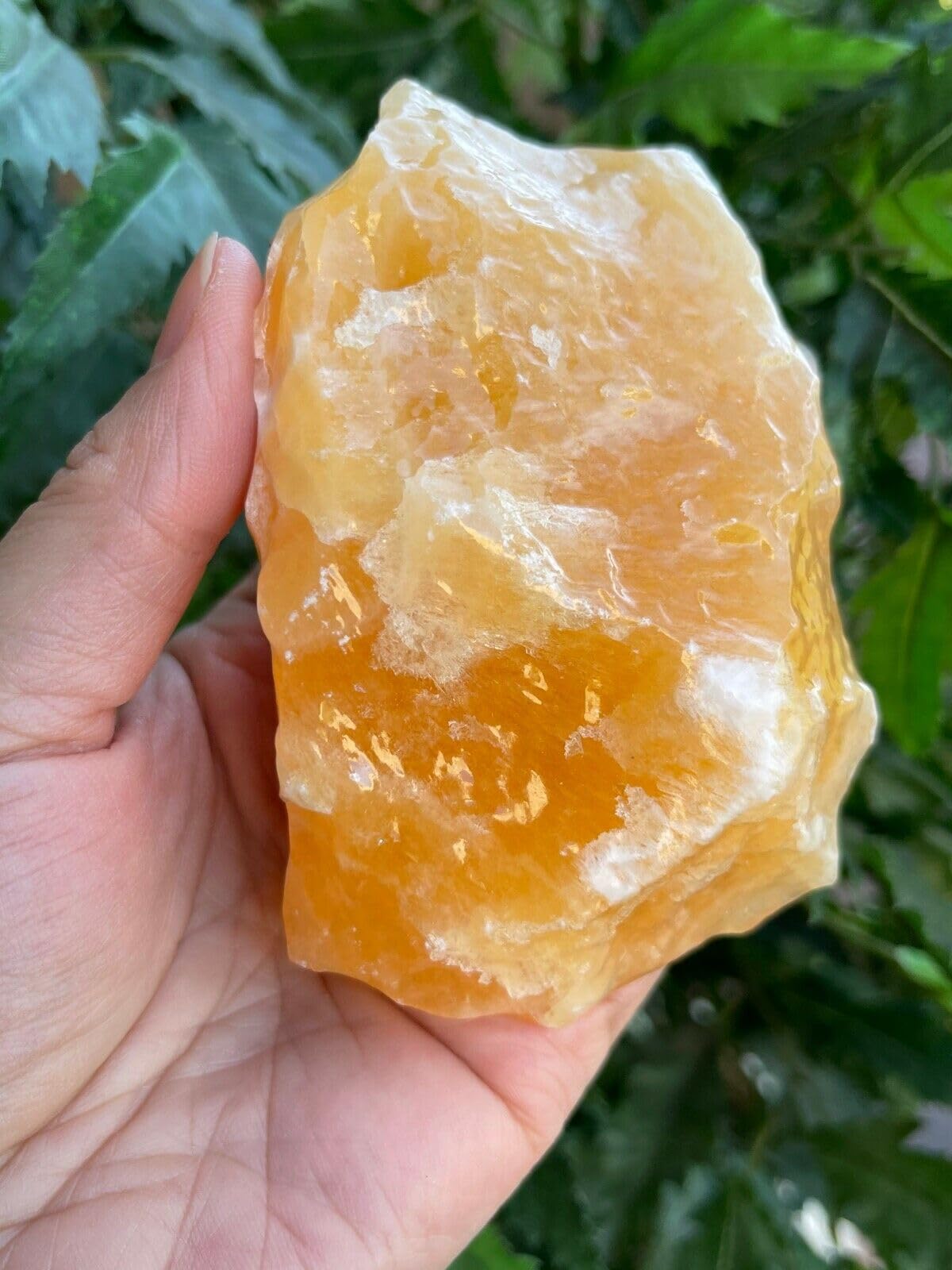 GAF TREASURES XL Orange Calcite Raw Stone, 3-4" Natural Calcite Healing Crystal (Orange Calcite, 0.5-1 lb)