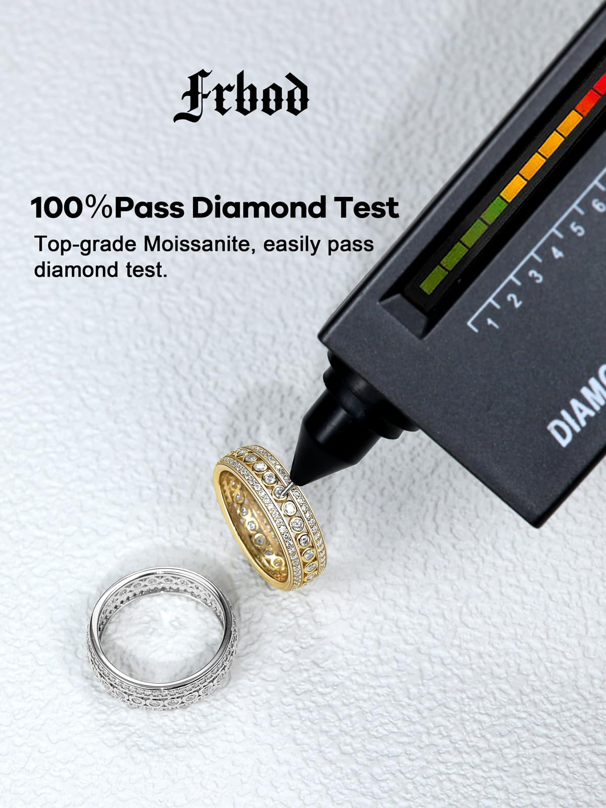 Frbod Women's Eternity Moissanite Bands Chunky Engagement Rings Hypoallergenic Gold Plated Diamond Jewelry Size 5