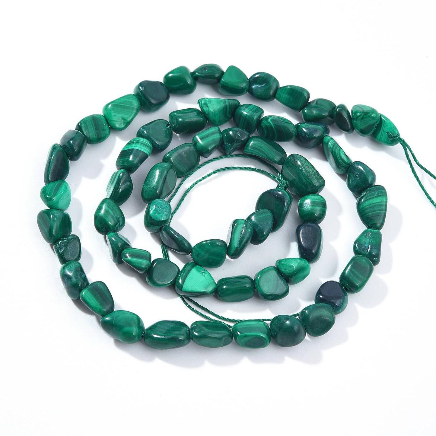 jodaying 6-8mm Natural Malachite Nuggets Oval Free Tumbled Pebble Semi Precious Gemstone Loose Stone Beads Approx 15.5 inch for DIY Jewelry Making