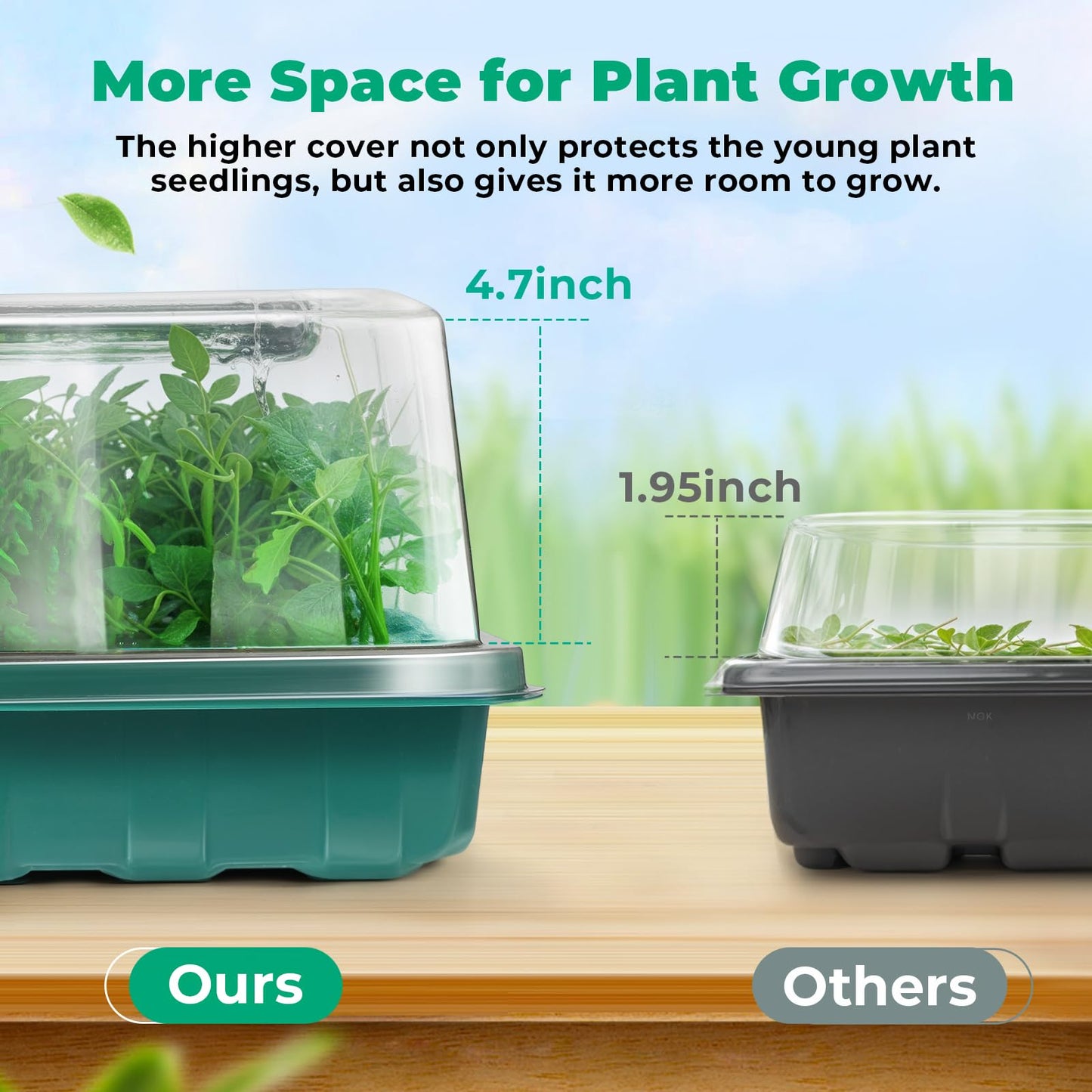 Ourhom Seed Starter Tray, Seed Starter Kit with Grow Lights and Heat Mat, 96-Cell Seed Growing Tray, Seed Starting Trays Plant Starter Kit and Base, Indoor Gardening Plant Germination Trays (2)
