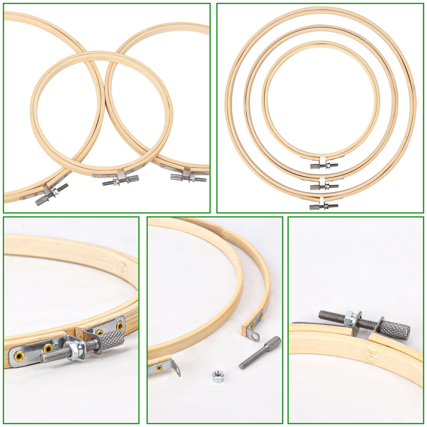 Geytetqi 30 PCS Embroidery Hoop, 10 inch & 8 inch & 6 inch Natural Bamboo Cross Stitch Ring Hoops, Versatile and Durable for Art, Craft, and Needlework