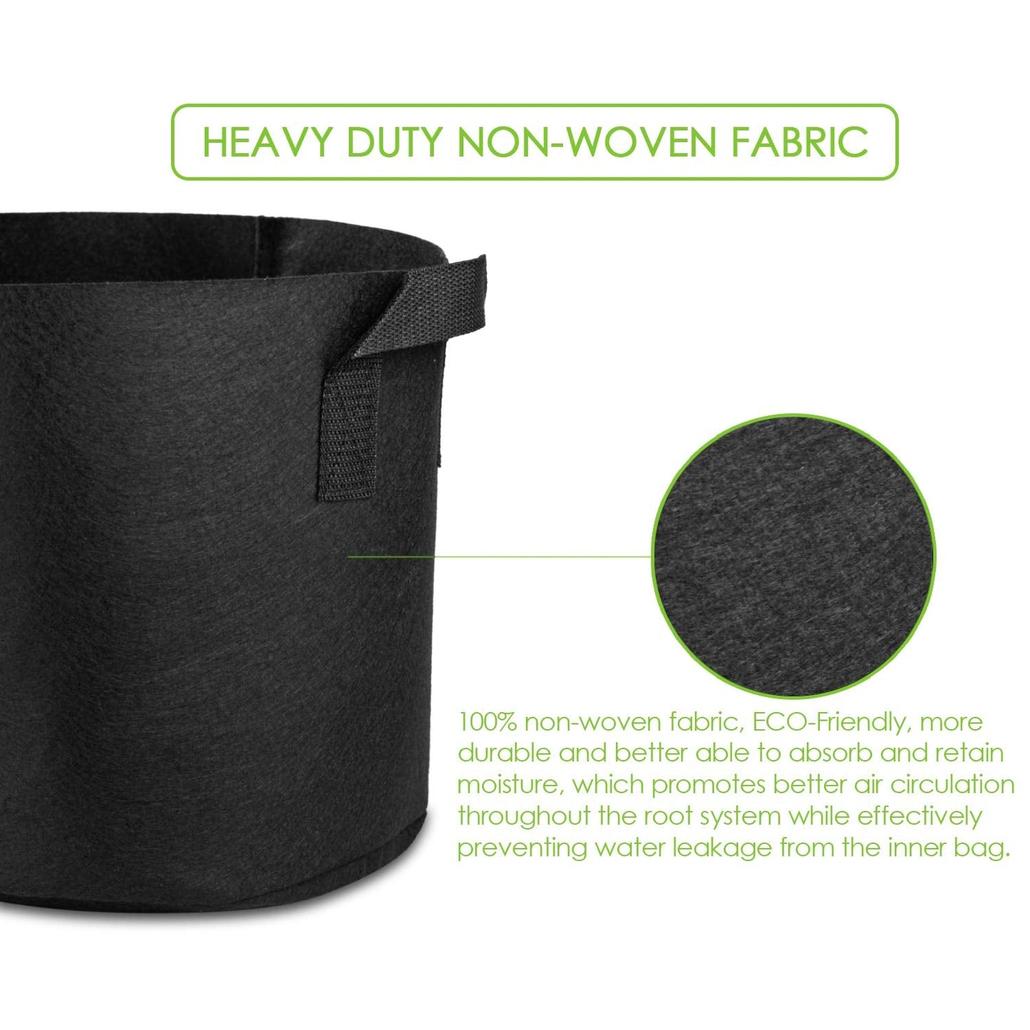 Garden4Ever 5-Pack 10 Gallon Grow Bags Heavy Duty Container Thickened Nonwoven Fabric Plant Pots with Handles Black