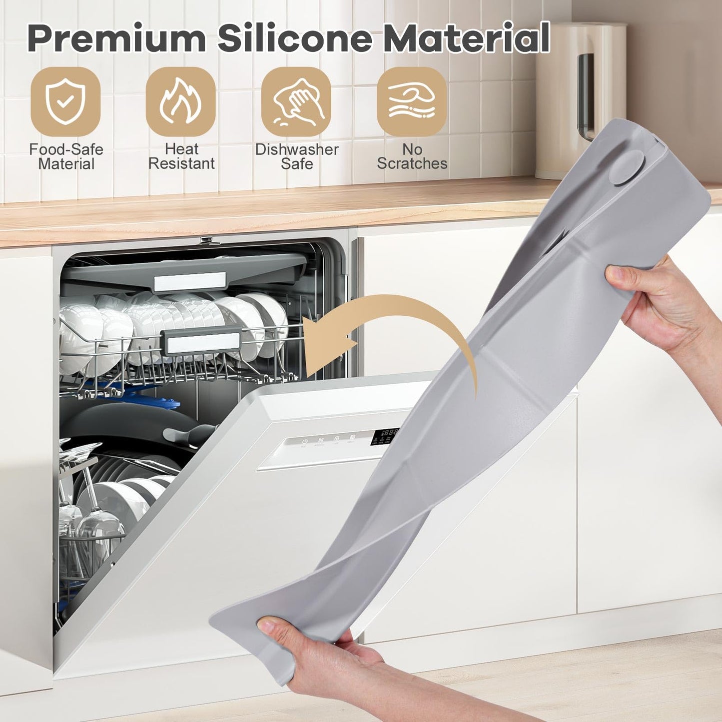 Sink Splash Guard, 18", Non-slip with Suction Cups, Stop Water Splash with High Rim, for Kitchen & Bathroom, Faucet & Countertop Protector, Easy Install, Dishwasher Safe