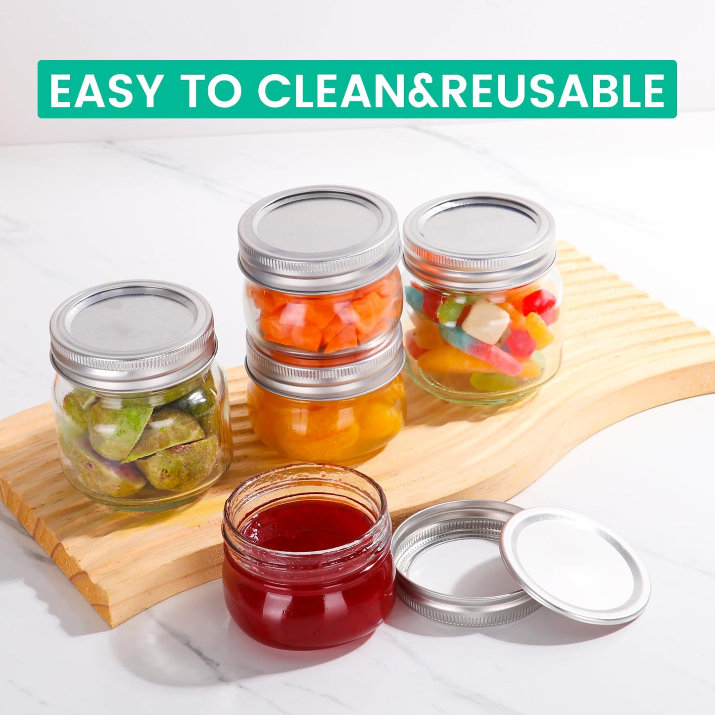 CAKKVDE 30 Pack 8 oz Mason Jars with Airtight Lids Regular Mouth 8 oz Glass Mason Jars for Crafts, Meal Prep, Canning Jars for Food Storage, Fruit Storage, Craft Jars, Candle Jars