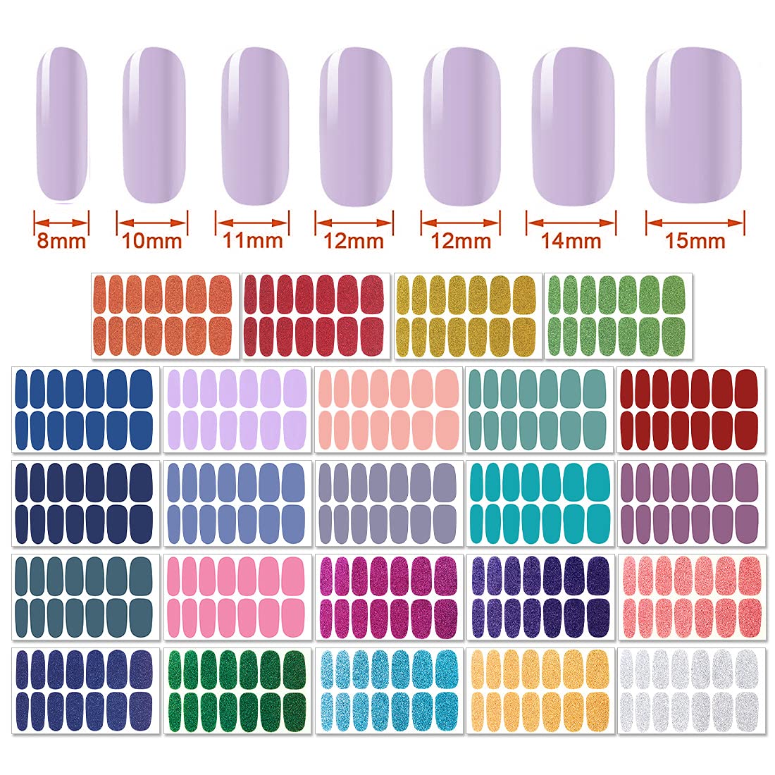 Nail Polish Strips - Solid Color, DANNEASY 24 Sheets Adhesive Nail Polish Stickers Full Nail Wraps for Women Girls Manicure Sticker Fingernails 1Pc Nail File, Cuticle Stick